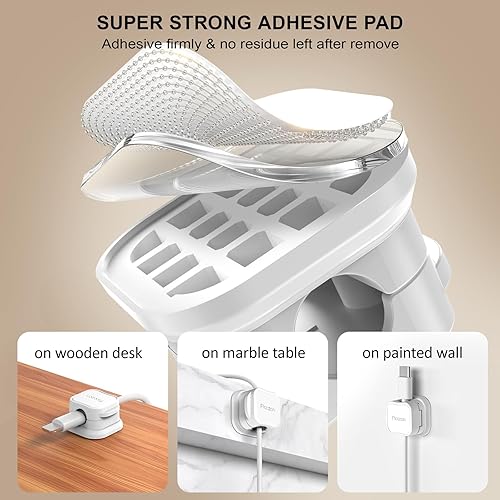 Miniatura 6 de Picozon Picozon - Paquete de 6 soportes magnéticos para cables, organizador de cables adhesivos Picozon para teléfono, cargador USB, organizador