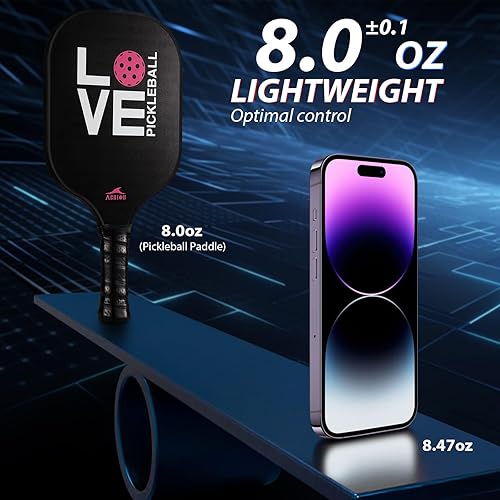 Miniatura 3 de Achiou Juego de 2 palas de pickleball - Superficie de fibra de vidrio de alto rendimiento, raquetas ligeras con bolsa, instalaciones deportivas para