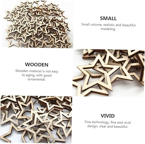 Miniatura 2 de EXCEART 300pcs Five-Pointed Slice Ornaments Hollow Out Wooden Decorations for Xmas Tree Hanging Party Hangings Home Decor Lightweight and Craft