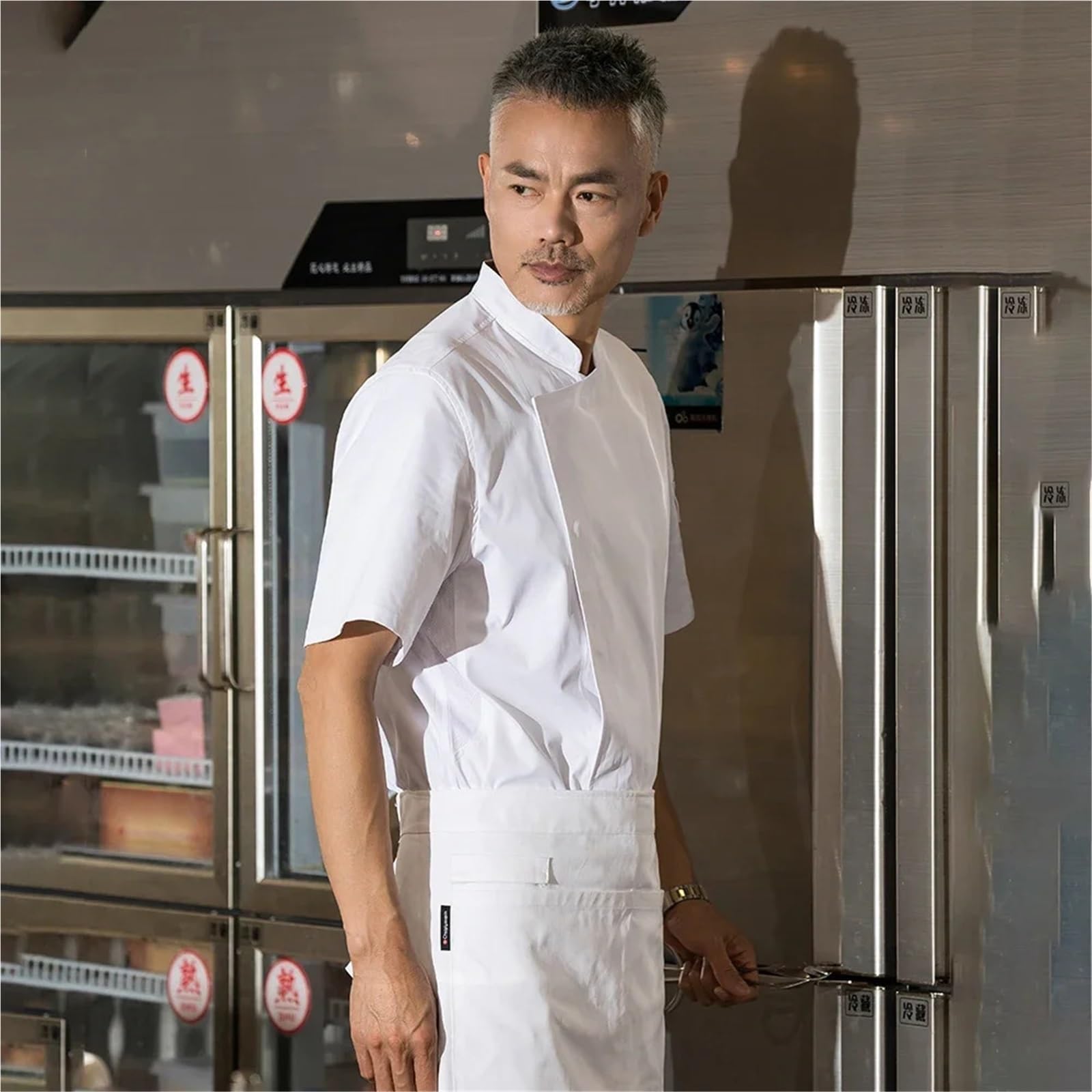 Uniforme de chef Chaqueta de manga corta for chef, uniforme transpirable for cocina, restaurante, hotel, barbería, camarero, camisa trabajo unisex para chefs