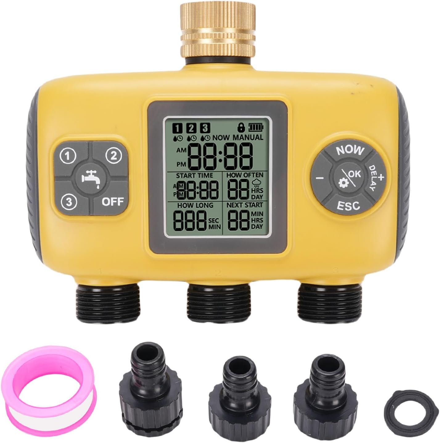 3 Outlet Sprinkler Timer Water Timer Garden Hose Timer Automatic Watering System Digital Irrigation Controller for Yard Lawn Garden Outdoor