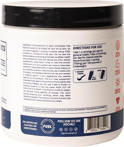 Miniatura 2 de CREATINE HCl en polvo para hombres y mujeres, fuerza muscular, rendimiento cerebral, salud cardíaca y apoyo inmunológico, sabor agrio crudo, 90