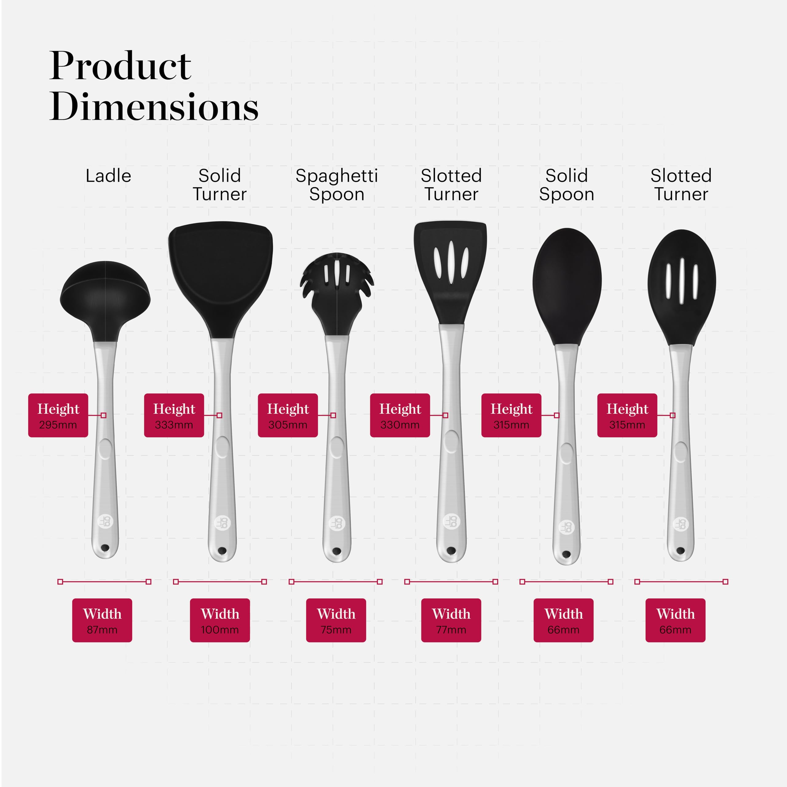 Good Food in partnership with TOWER GF832252 Crea deliciosas comidas para toda la familia con este versátil juego de utensilios de 6 piezas, silicona, acero inoxidable, color negro