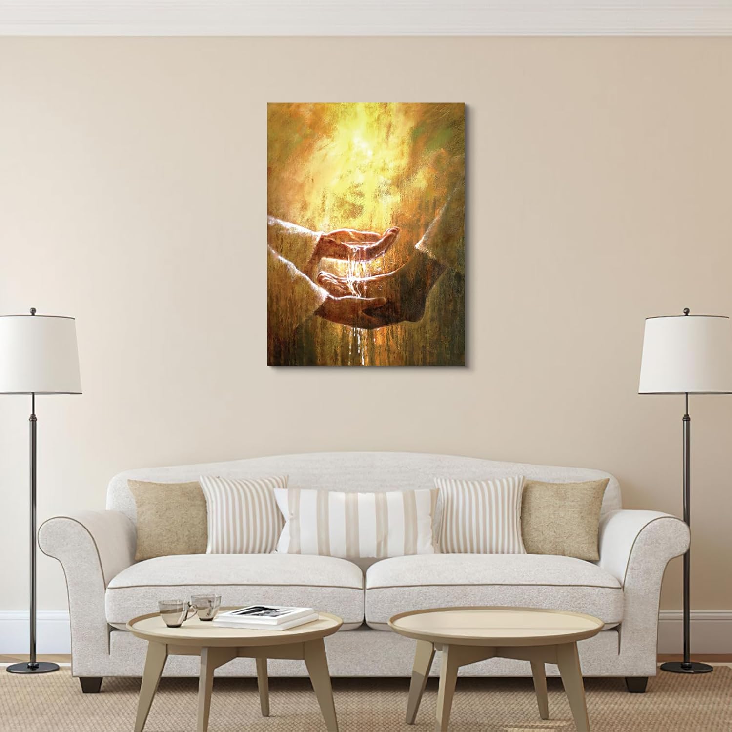 CanvasGarden Jesus Canvas Wall Art, Foot Washing By Holy Water Religious Poster Christian Gifts, Framed Picture Prints for Living Room Bedroom Office Decor, 12x16Inch