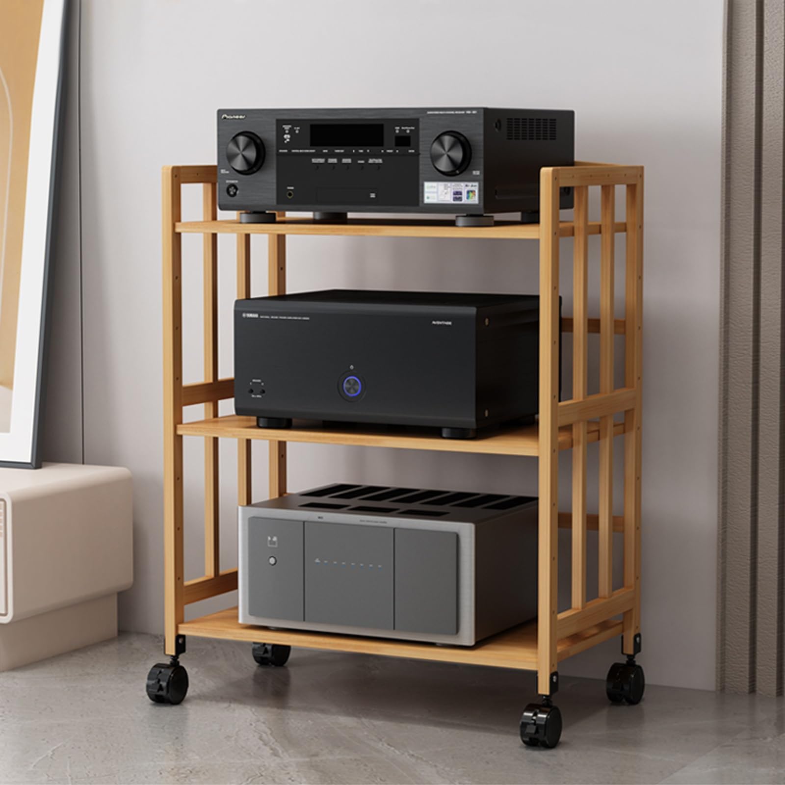 Stojak HiFi winylowy odtwarzacz płyt gramofonowych, regulowana półka do przechowywania audio, stół obrotowy, stół do salonu, pokoju gier, sypialni, 50 cm, idealny dla audiofilów