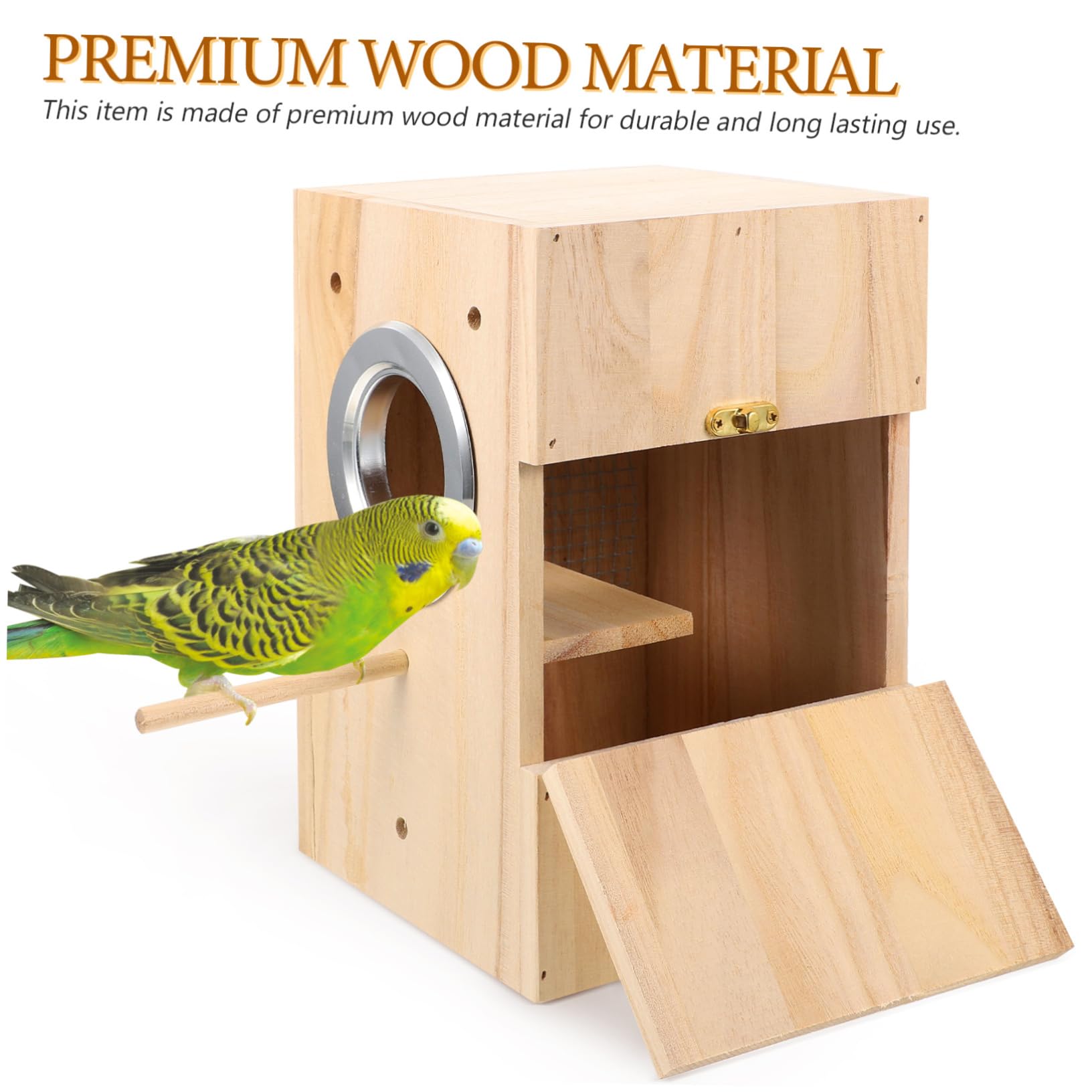 Happyyami Nichoir à Oiseaux en Bois, Boîte D’élevage Beige, pour Perroquet et Canari, Espace Confortable pour Dormir et Jouer, Design Simple | Lit de Repos et Aire de Jeu, Style Créatif à Design Simple, pour Canari et Perroquet