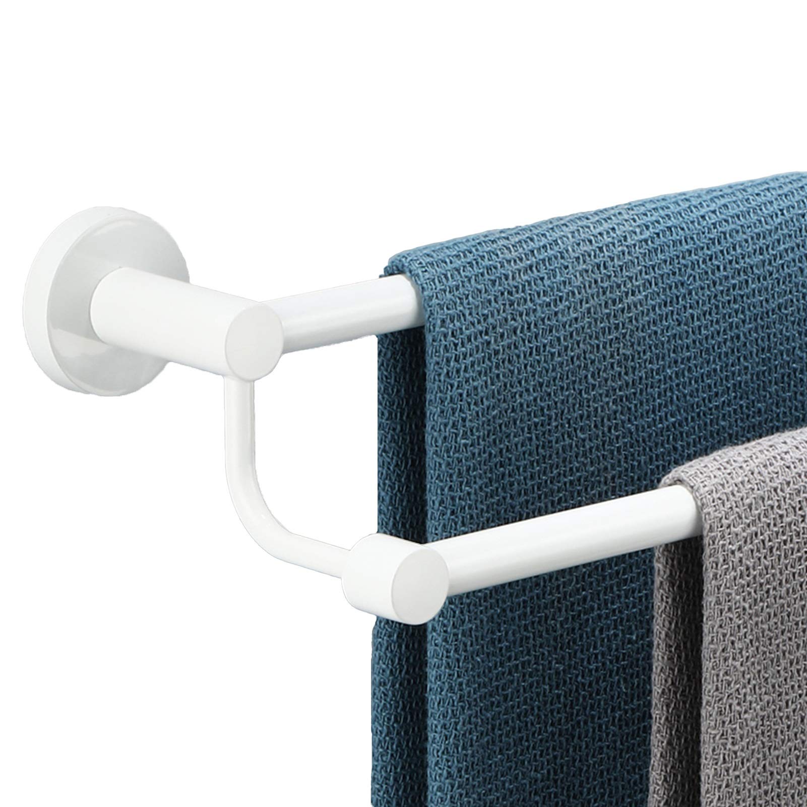 LMYSXAOZ Stainless Steel Double Towel Bar Round Rail Wall Mounted Rack Holder for Bathroom Hardware and Kitchen - 30cm/40cm/50cm/60cm/70cm/80cm, White (Size : 50cm)