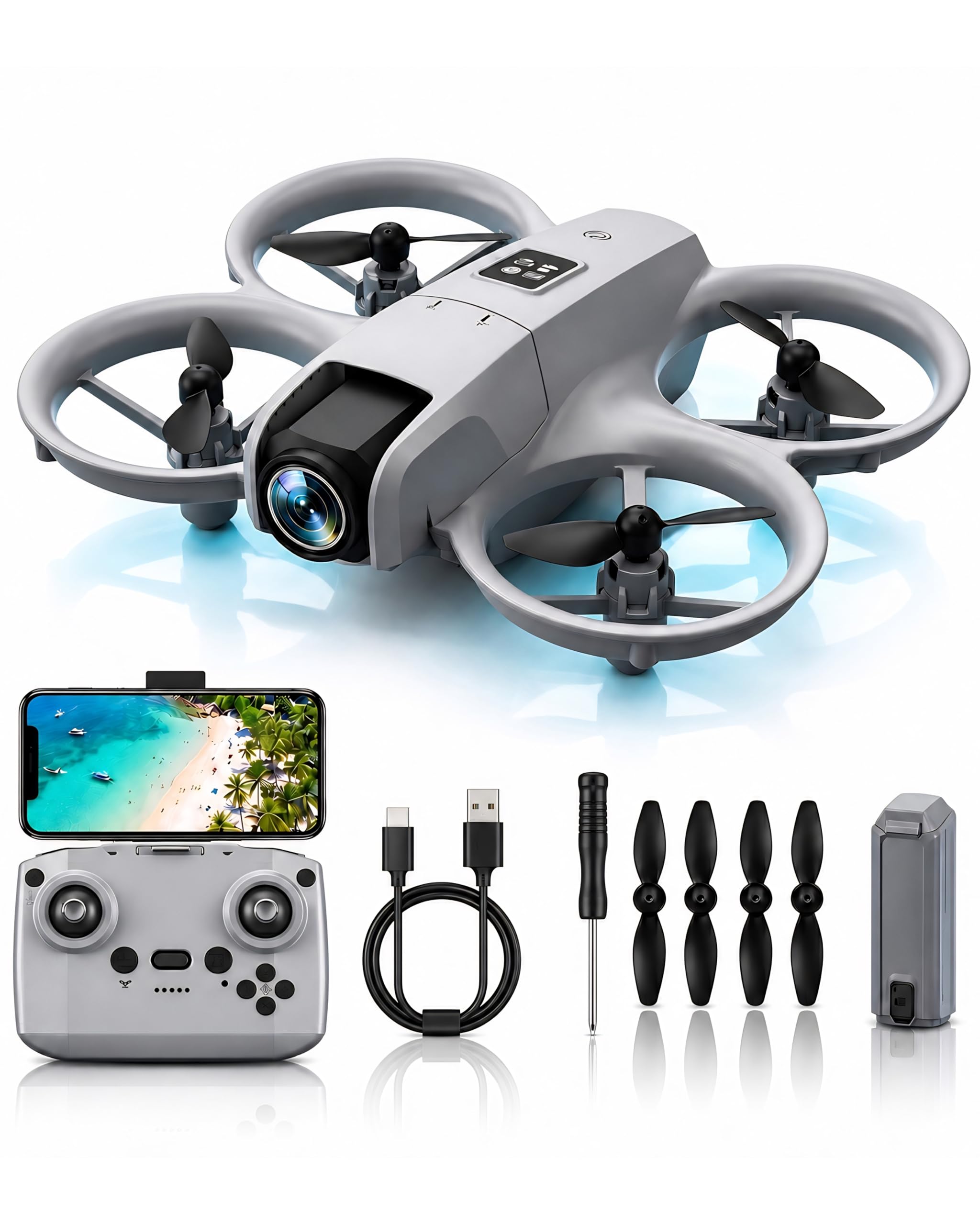 Drone 8K com câmera para adultos e iniciantes - FPV Live View, prevenção de obstáculos,