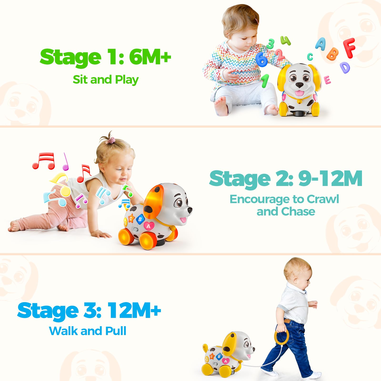 Baby Toys 6-12 Month, 1st First Birthday Gift for 1 Year Old Boys Girls, Musical Crawling & Walking Puppy Toy 6 7 8 9 10 12-18 Month Old Bilingual Learning Developmental Toy