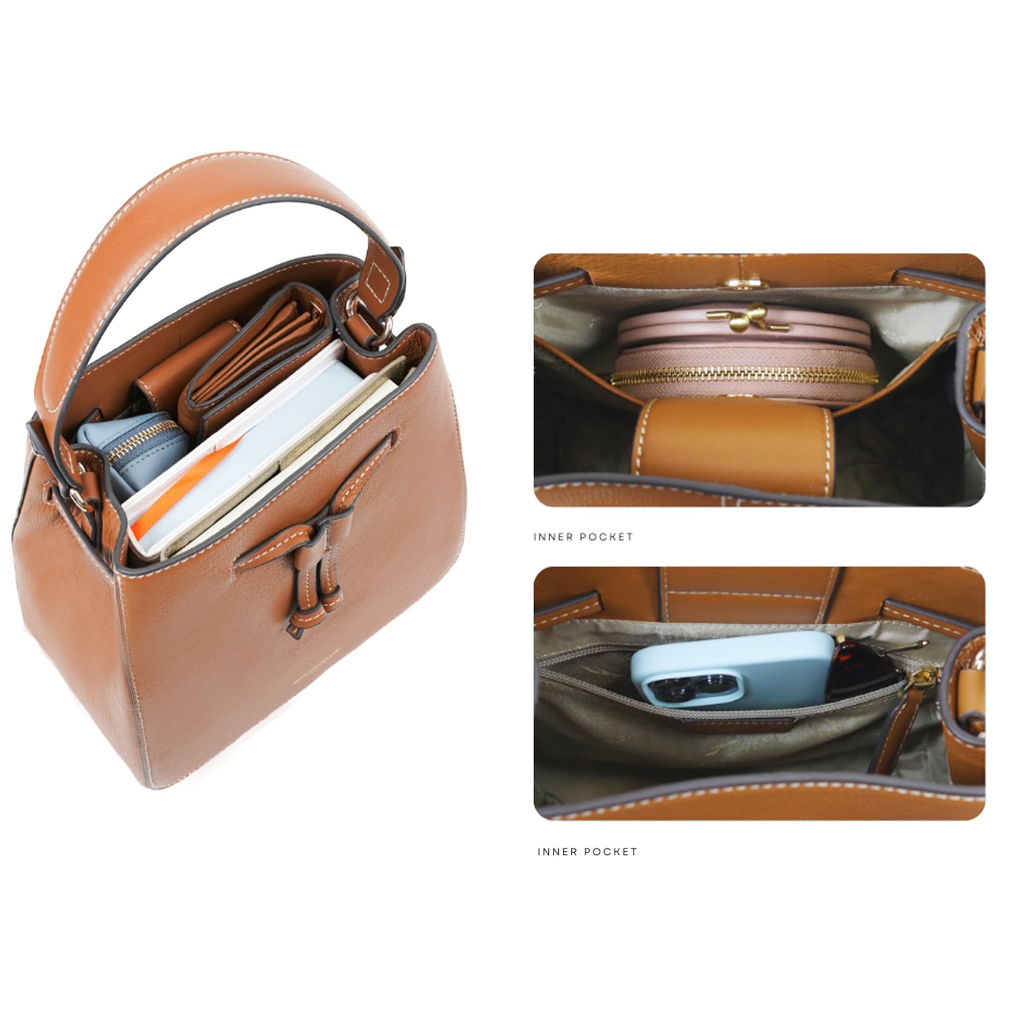 Paul Costelloe Echt Leder Multiway Bag Kordelzugtasche Damen Handtasche Vielseitige Stilvolle Handtasche mit 6 eleganten Farboptionen für jeden Anlass PEACE