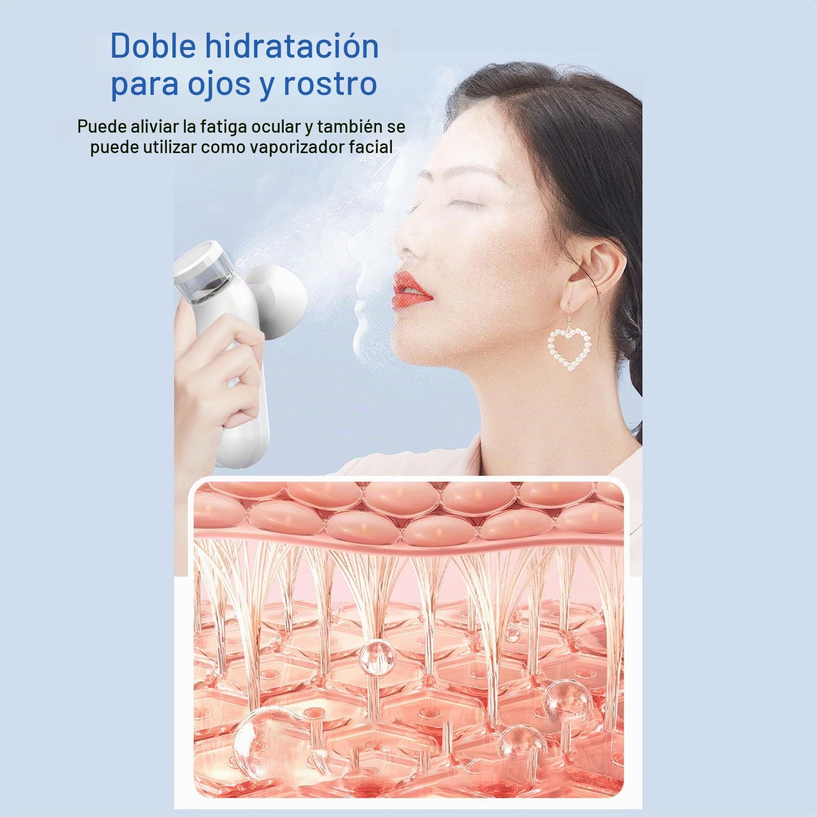 Nano Mist Sprayer, Nano Eye Mist Sprayer Dispositivo de Vapor para Ojos Secos y Cara Compresa Cálida Recargable Alivio de Niebla Facial Ojos Secos Niebla Facial