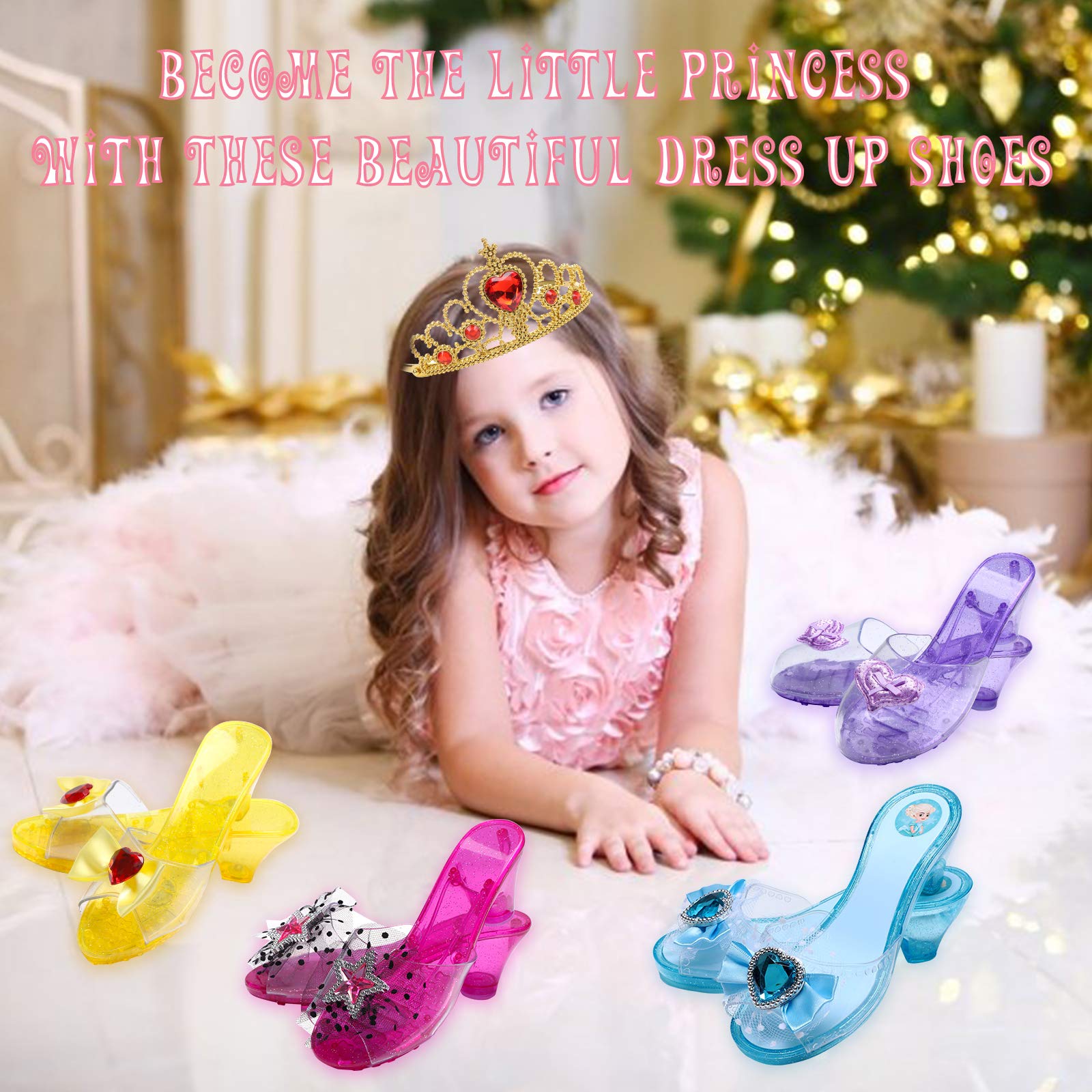 Tacobear Princesse Déguisement Accessoires Chaussure Collier Diadème Gants Baguette Bracelet Anneau Elsa Belle Raiponce Aurore Bijoux Filles Carnaval