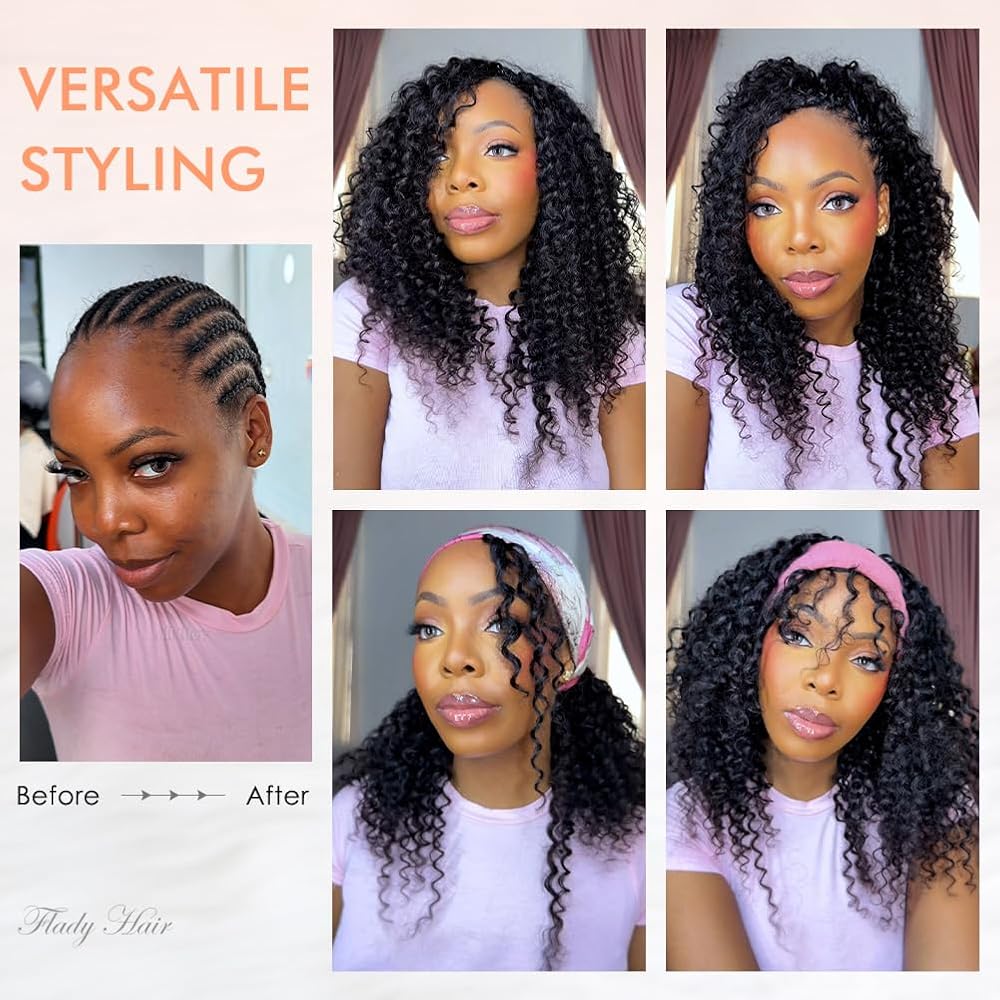 Flady Miracle Knots Crochet Human Hair Deep Wave Feather Crochet Human Hair Bundles Pre-Separated Pre Looped Human Crochet Hair for Black Women Natural Black 18 Inch 120g 100 Strands