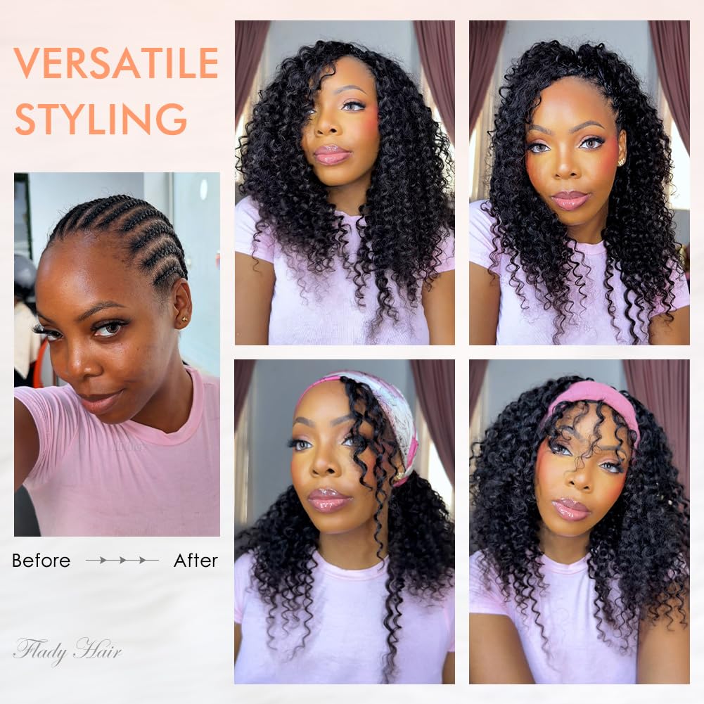 Flady Miracle Knots Crochet Human Hair Deep Wave Feather Crochet Human Hair Bundles Pre-Separated Pre Looped Human Crochet Hair for Black Women Natural Black 18 Inch 120g 100 Strands