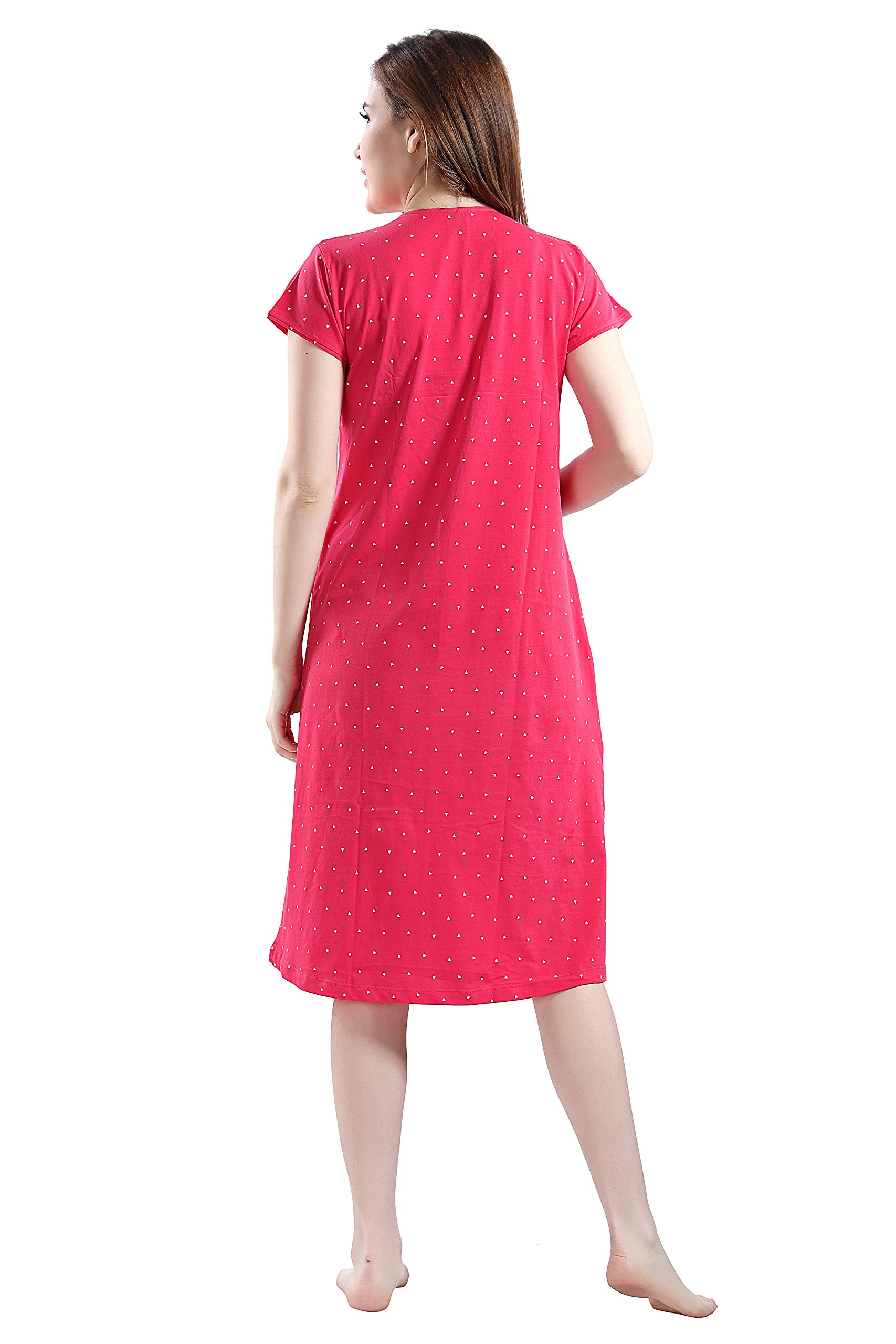AV2 Women's Cotton Floral Calf Length Maternity Nighty (3094BL_Red_L) - Image 2 thumbnail