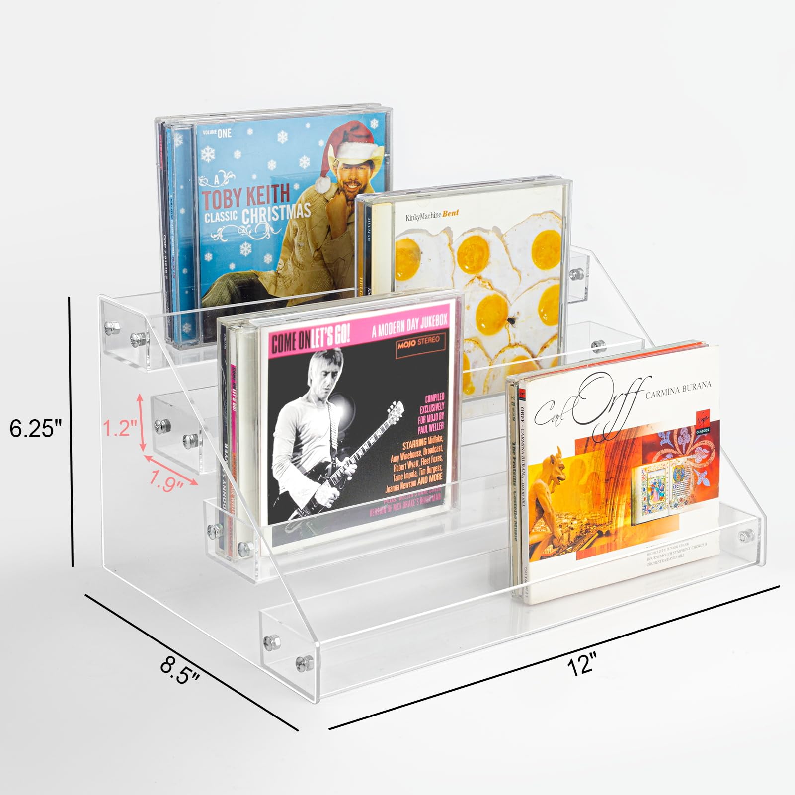Vowcarol Organiseur de CD à 4 niveaux, support de boîtier DVD pour 32 boîtiers CD