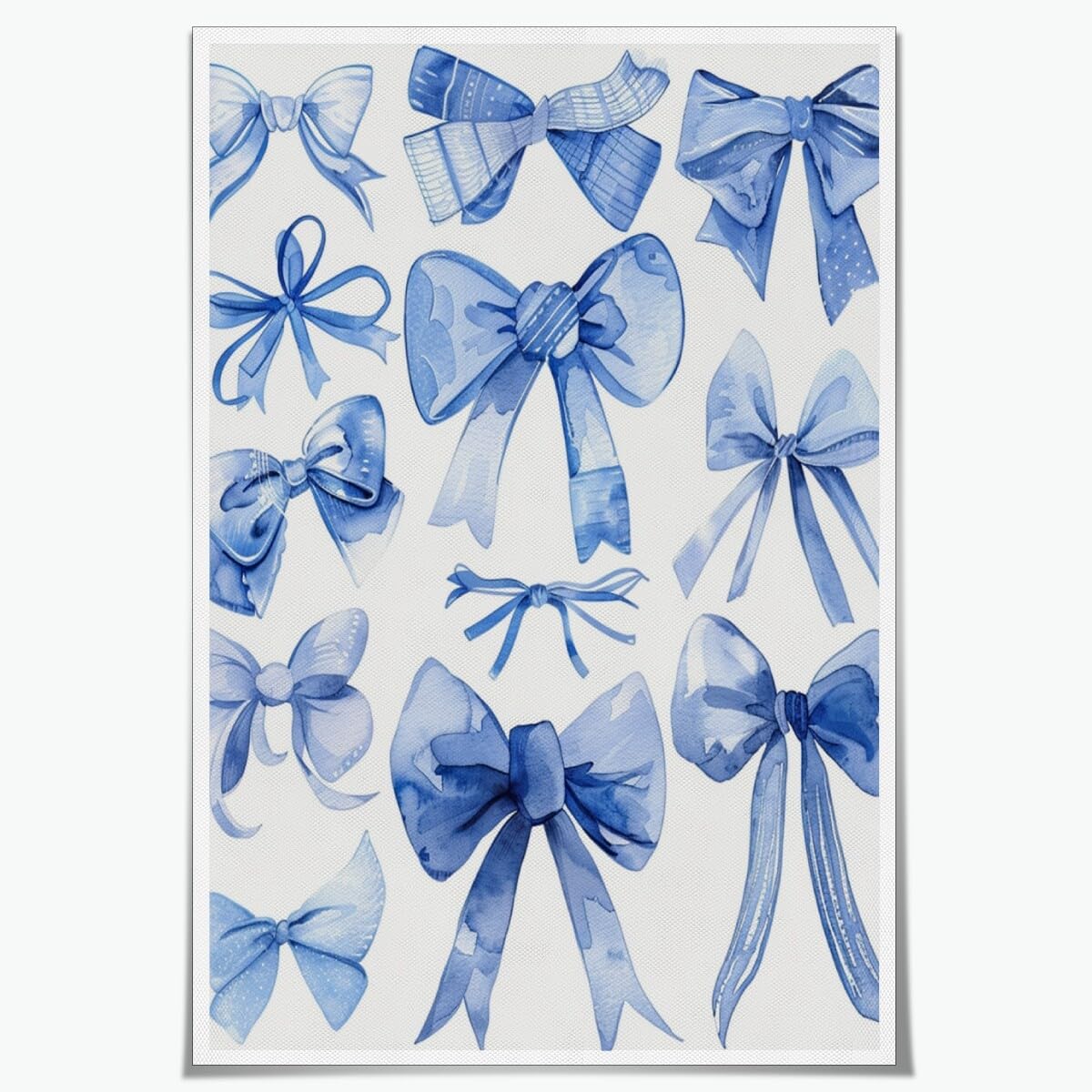 Jefuzh Blue Bow Coquette Wall Art Trendy Watercolor Canvas Posters Print Pink Girly Dorm Aesthetic Cute Preppy Wall Decor12x18inch Unframed