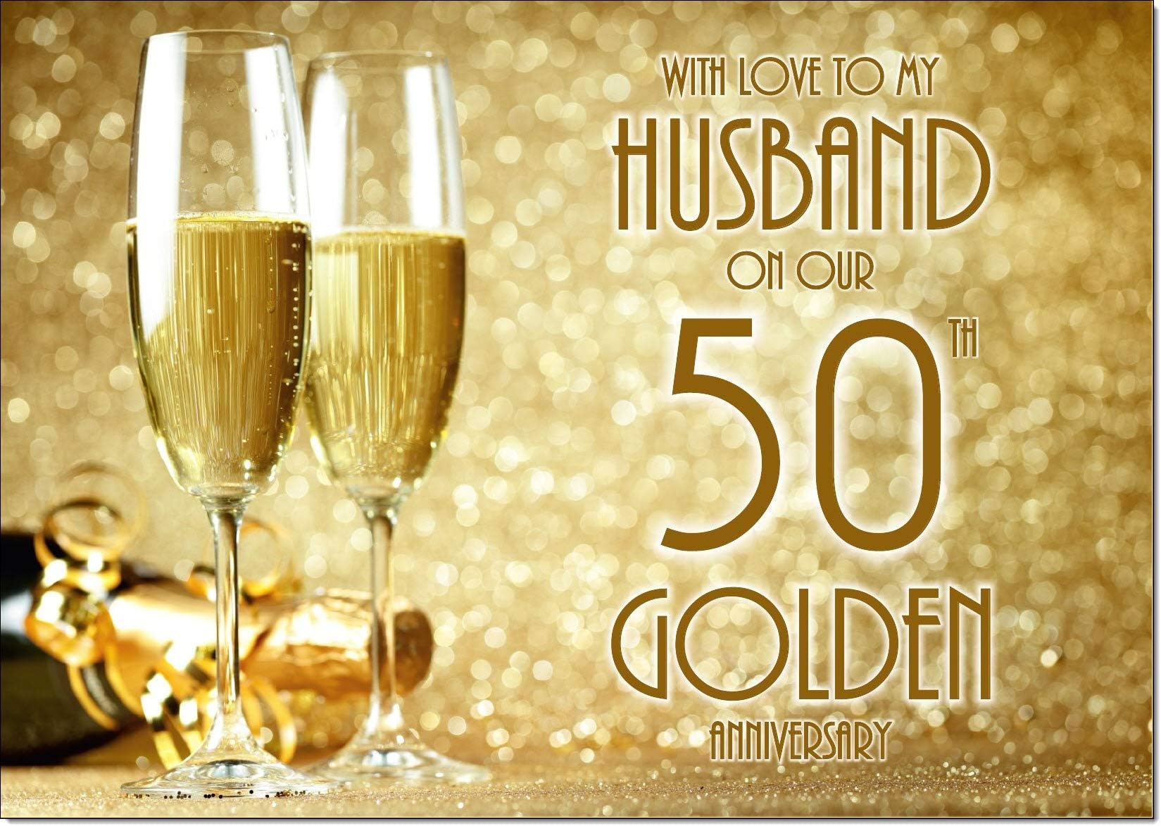 doodlecards Husband Golden Wedding Anniversary Card Medium Size with ...