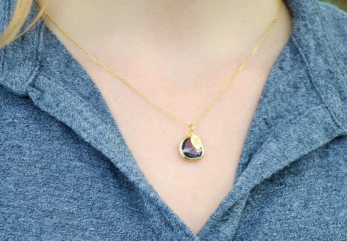 Susabella Birthstone Necklace, Birth Month Gemstone, 16 18 or 20 in. Chain in Silver, Gold or Rose Gold, Gift for Her, Gemstone Necklace, Custom Initial - Image 6