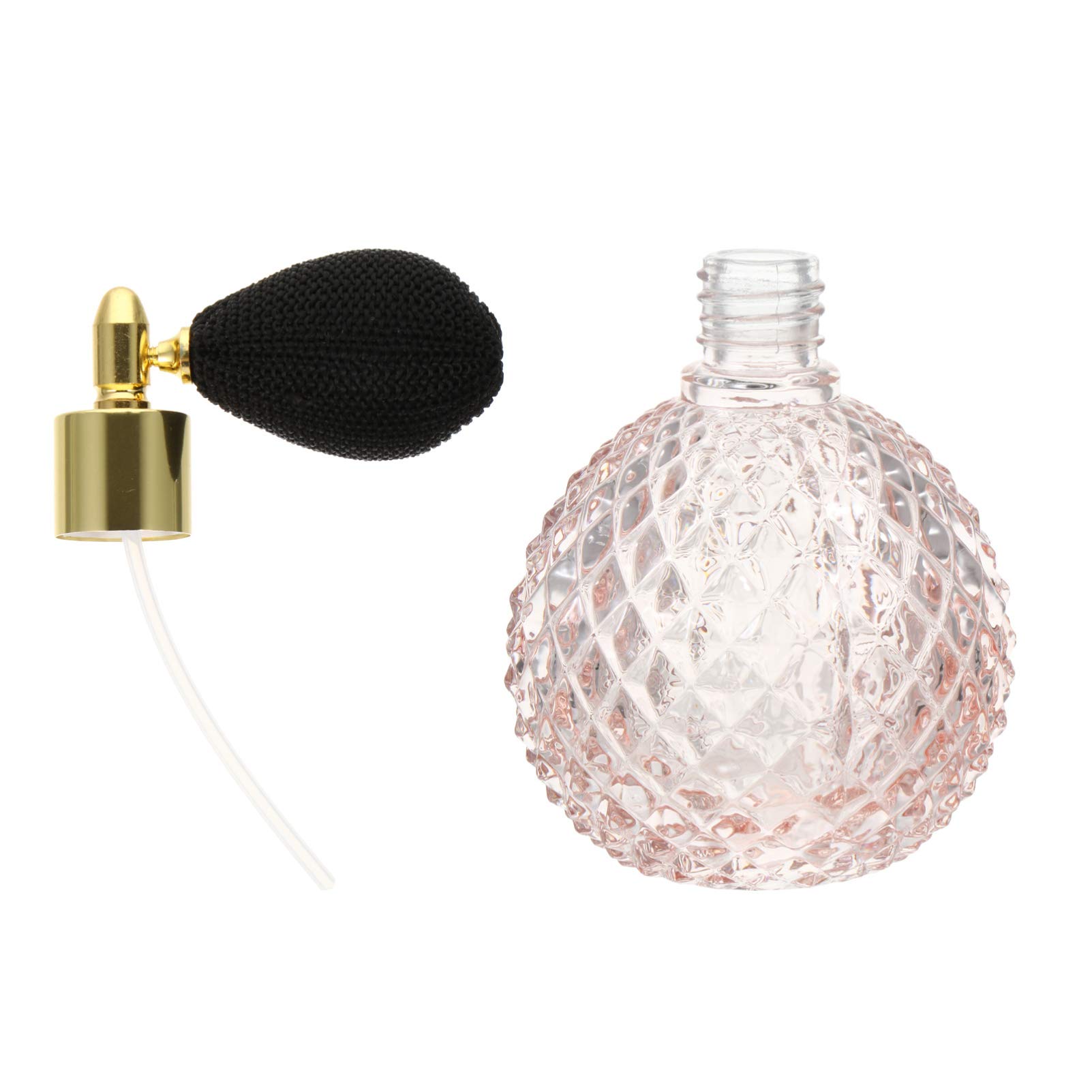 Botella de perfume con pulverizador Minkissy de cristal rosa recargable de 6x6cm