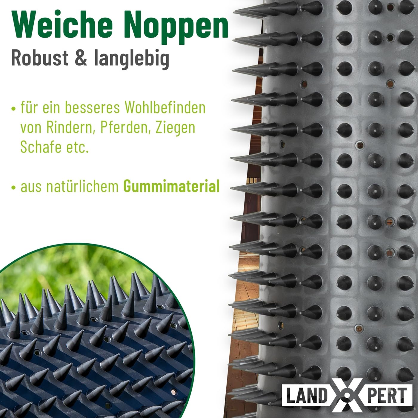 Gummi Kratzmatte Enno 42x33,5x2,4cm schwarz für Pferde Rinder Fellpflege Kratzhilfe Gummimatte