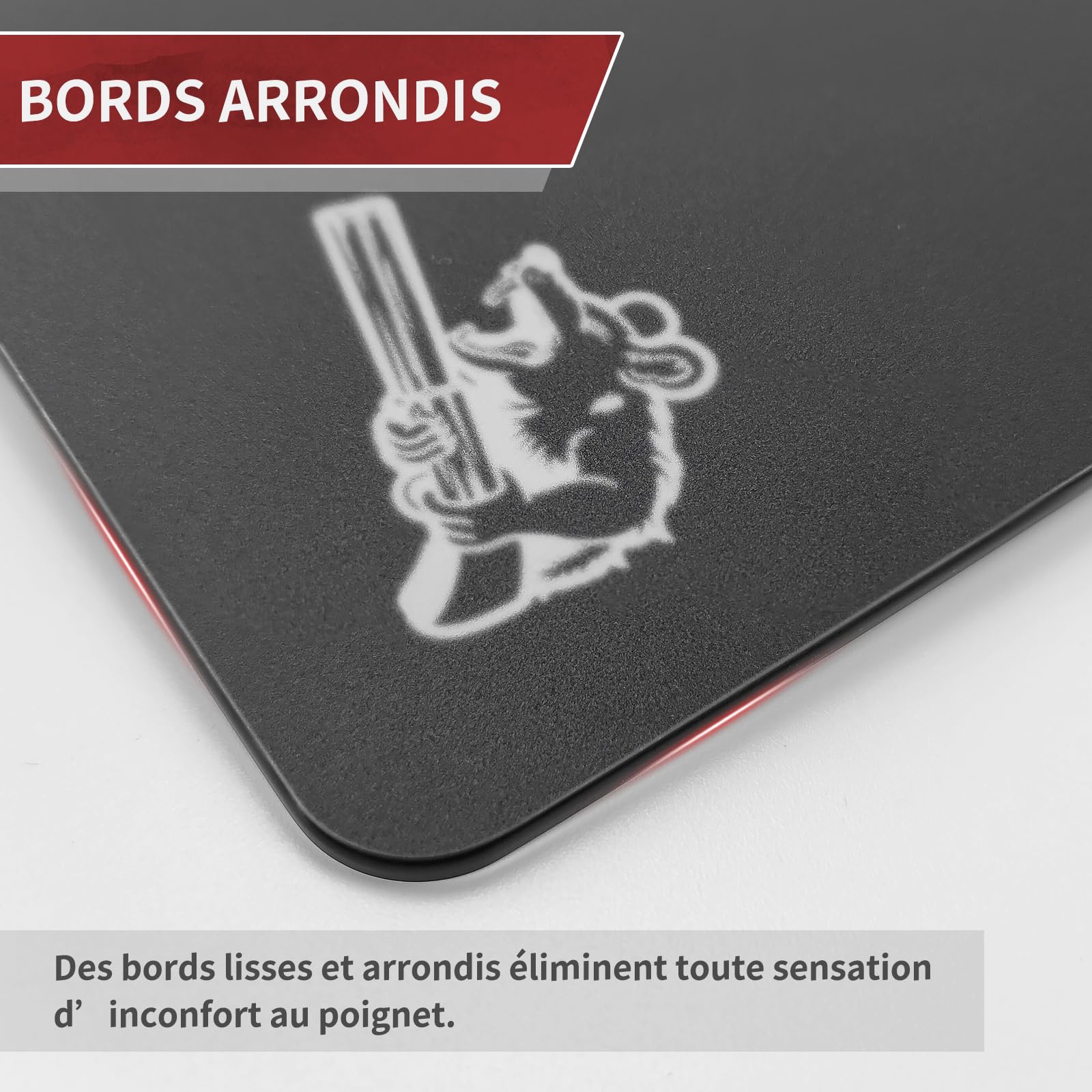 SIROOLAC Tapis de souris de jeu en verre 400 mm x 500 mm FPS spécial jeu en verre trempé durable 3 mm d'épaisseur Tirez avec précision et rapidement sur les adversaires (400 mm x 500 mm, noir)