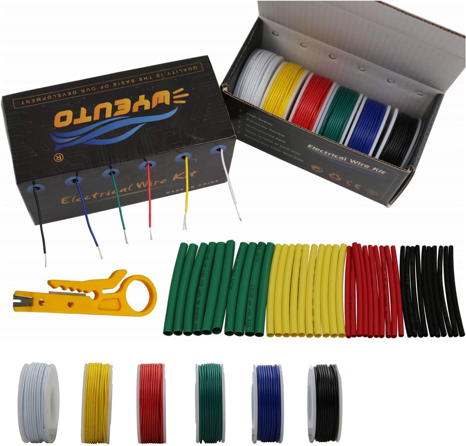 28awg Stranded Wire Core Hook up Wires-6 Different Colored Jumper Wire 32.8ft or 10m Each,28 Gauge Tinned Copper Wire PVC (OD: 1.2mm) Hook up Wire Kit