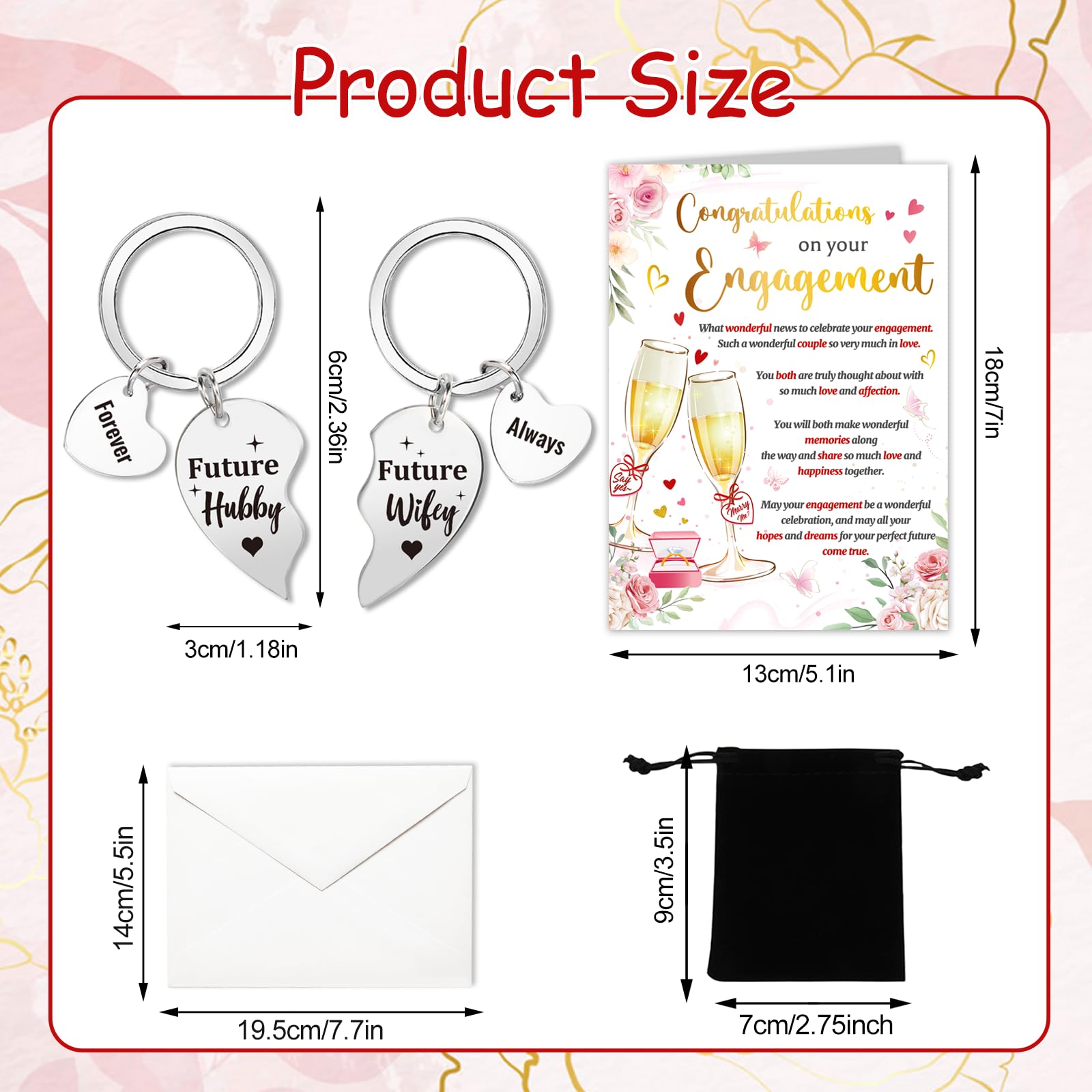 HOWAF Engagement Card for Couple Congratulations Your're Engaged Card & 2 Keyrings, Engagement Gifts for Couples Friends, Both of You - Image 2