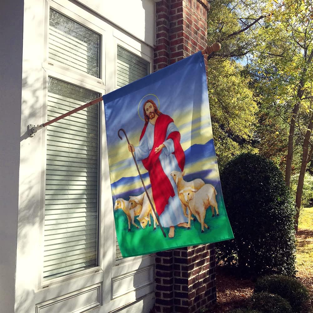 Caroline's Treasures AAH6876CHF Jesus The Good Shepherd House Flag Large Porch Sleeve Pole Decorative Outside Yard Banner Artwork Wall Hanging, Polyester, House Size, Multicolor