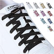 Olukssck 2 Pairs of 6 mm Wide Shoelaces Without Tying Elastic Shoelaces with Metal Capsules, Laces Quick Release for Trainers, Running Shoes, Sports Shoes, 110 cm