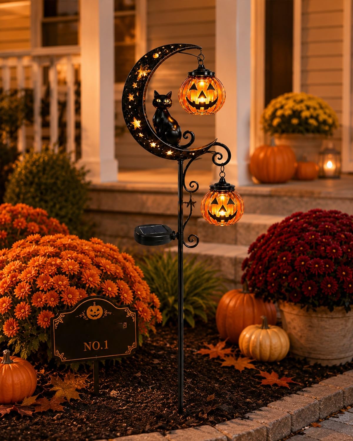 Explcior Solar Halloween Black Cat Pumpkin Moon Garden Stake Light