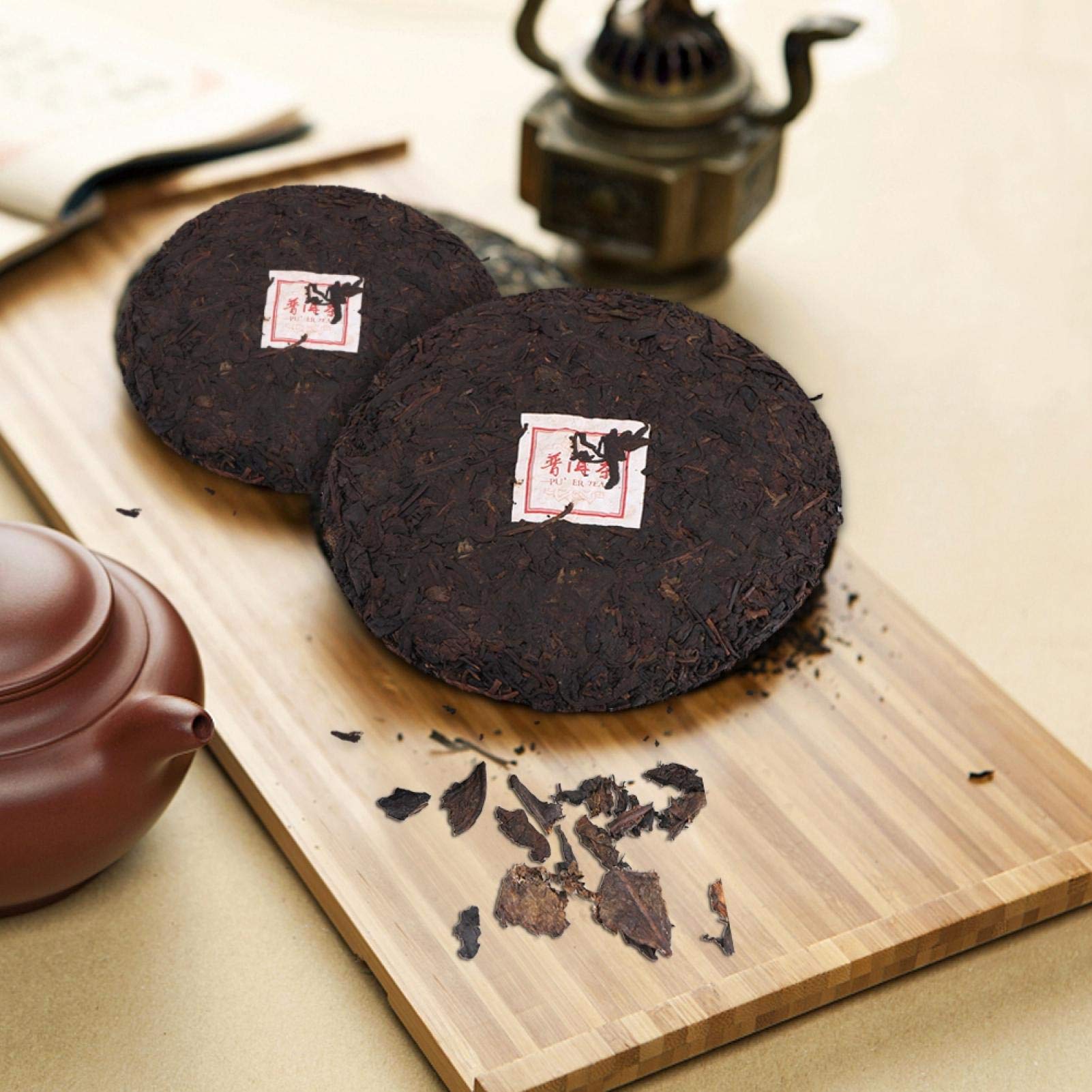 Fydun PU-Erh Tea PU-er Tea Chinese Yunnan Pu'erh Cake Pastel de té cocido Raw Puerh Raw Puerh Tea para Familiares Amigos Regalo 357g