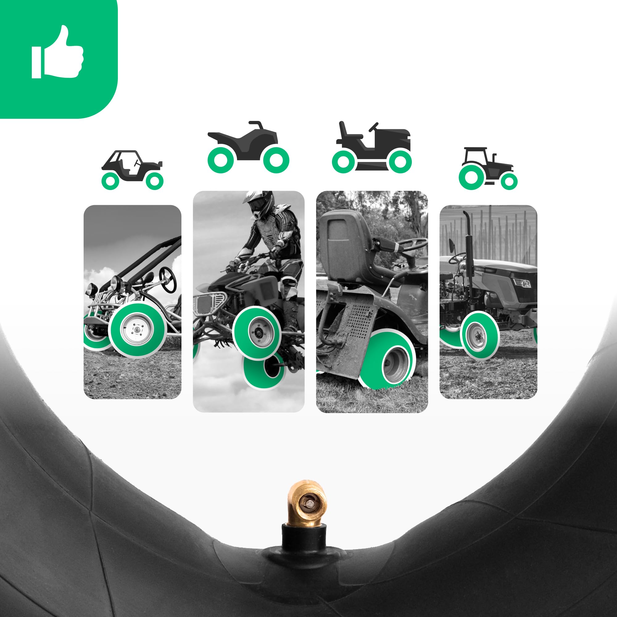 MoovMoov Chambre à Air 16 pouces pour pneus 16x6.50-8 et 16x7.50-8 - Pour Tondeuse Autoportée, Tracteur Tondeuse, Remorque de Jardin, Voiturette de Golf - Valve coudée - Lot de 2 - 3