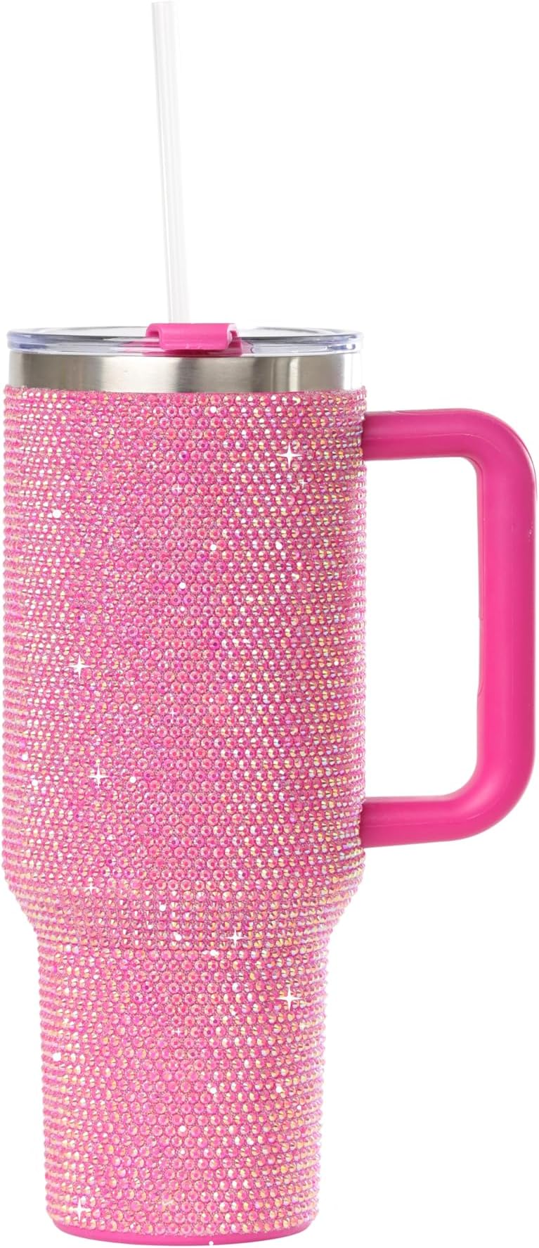 Grenada 40oz Rhinestone-Encrusted Insulated Tumbler - Premium Bling Stainless Steel Water Bottle with Handle, Double Wall Vacuum Technology, Includes Leakproof Lid and Straw