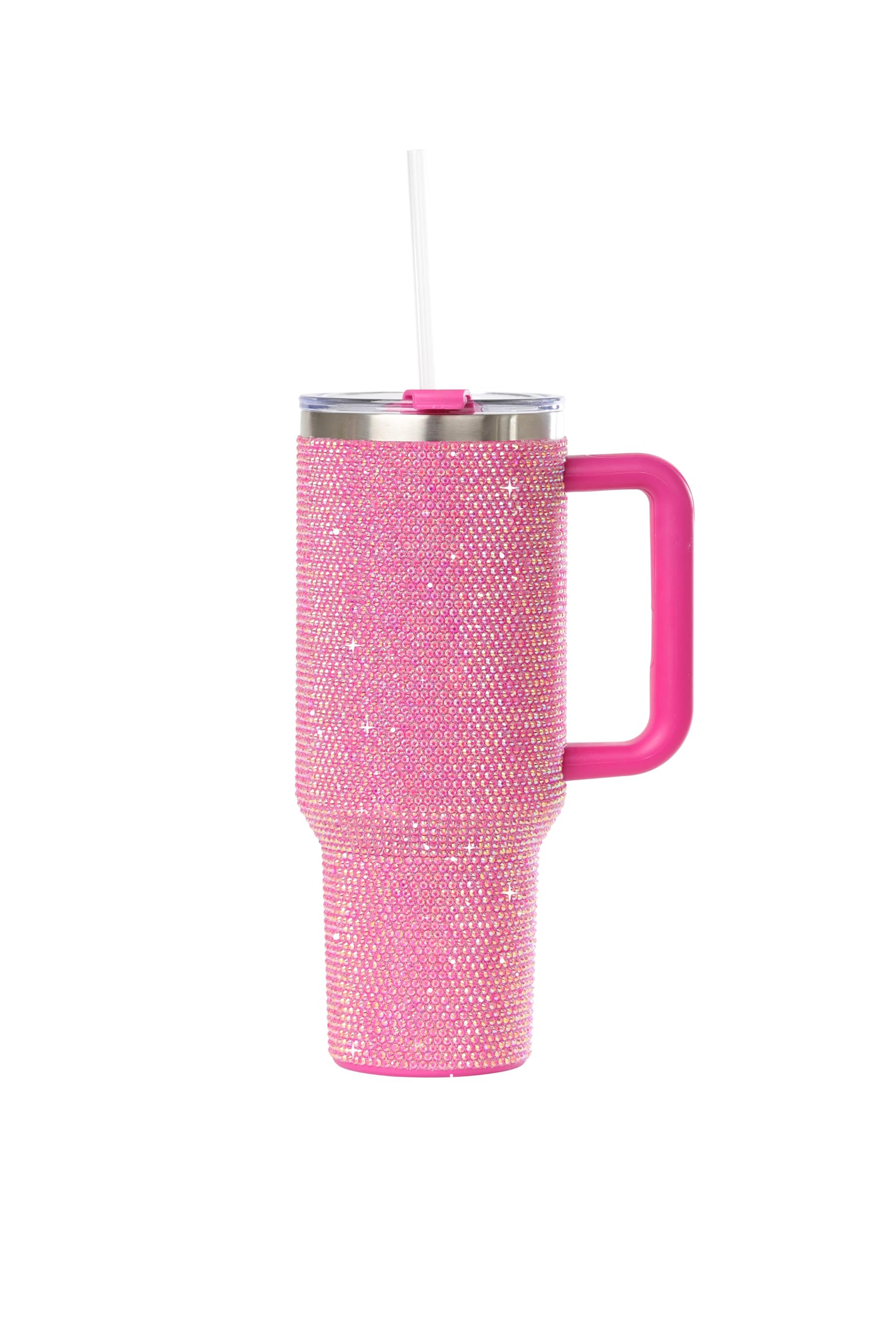 Grenada 40oz Rhinestone-Encrusted Insulated Tumbler - Premium Bling Stainless Steel Water Bottle with Handle, Double Wall Vacuum Technology, Includes Leakproof Lid and Straw