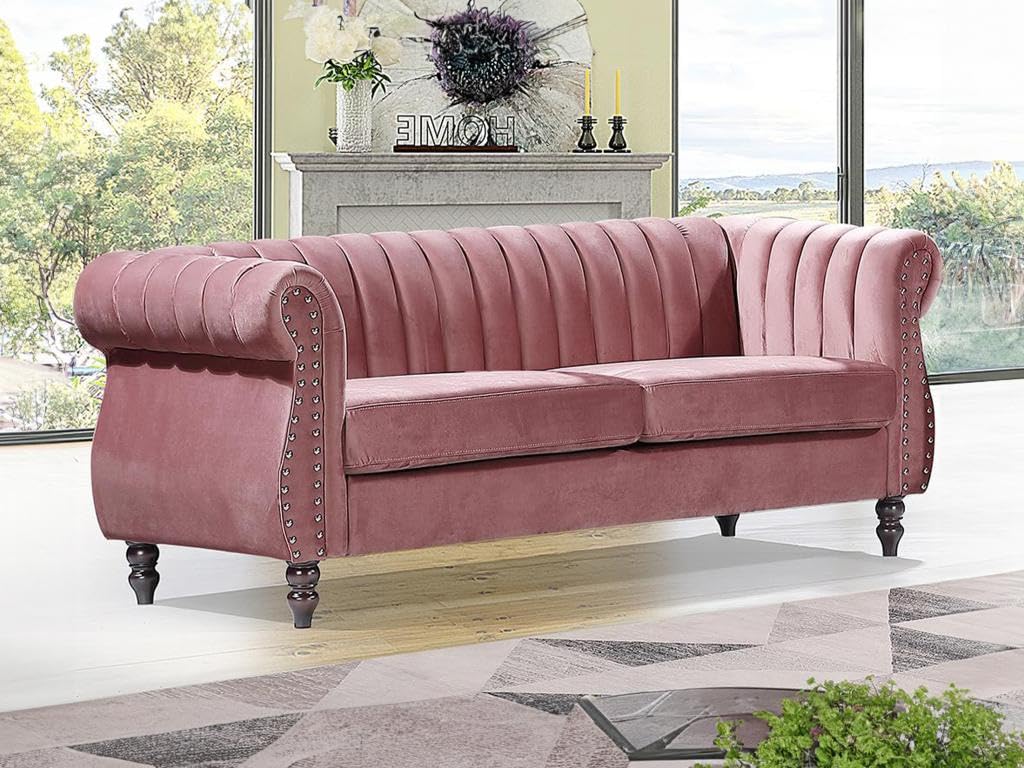 Venta-Unica - Sofá Chesterfield de 3 plazas de Terciopelo Rojo Viejo Trumbo
