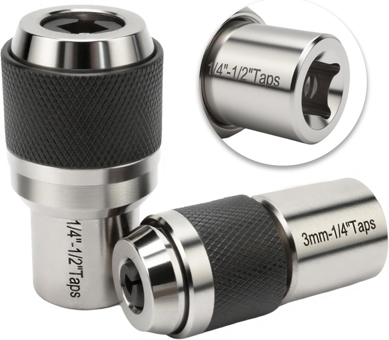 2pcs Tap Socket Set, 3/8" Drive Tap Holder for Tight Spaces, Extraction Socket Set With Adjustable Jaws(#6-1/2" and 1/4"-1/2" Taps), Suitable for Reamers, Screw Extractors