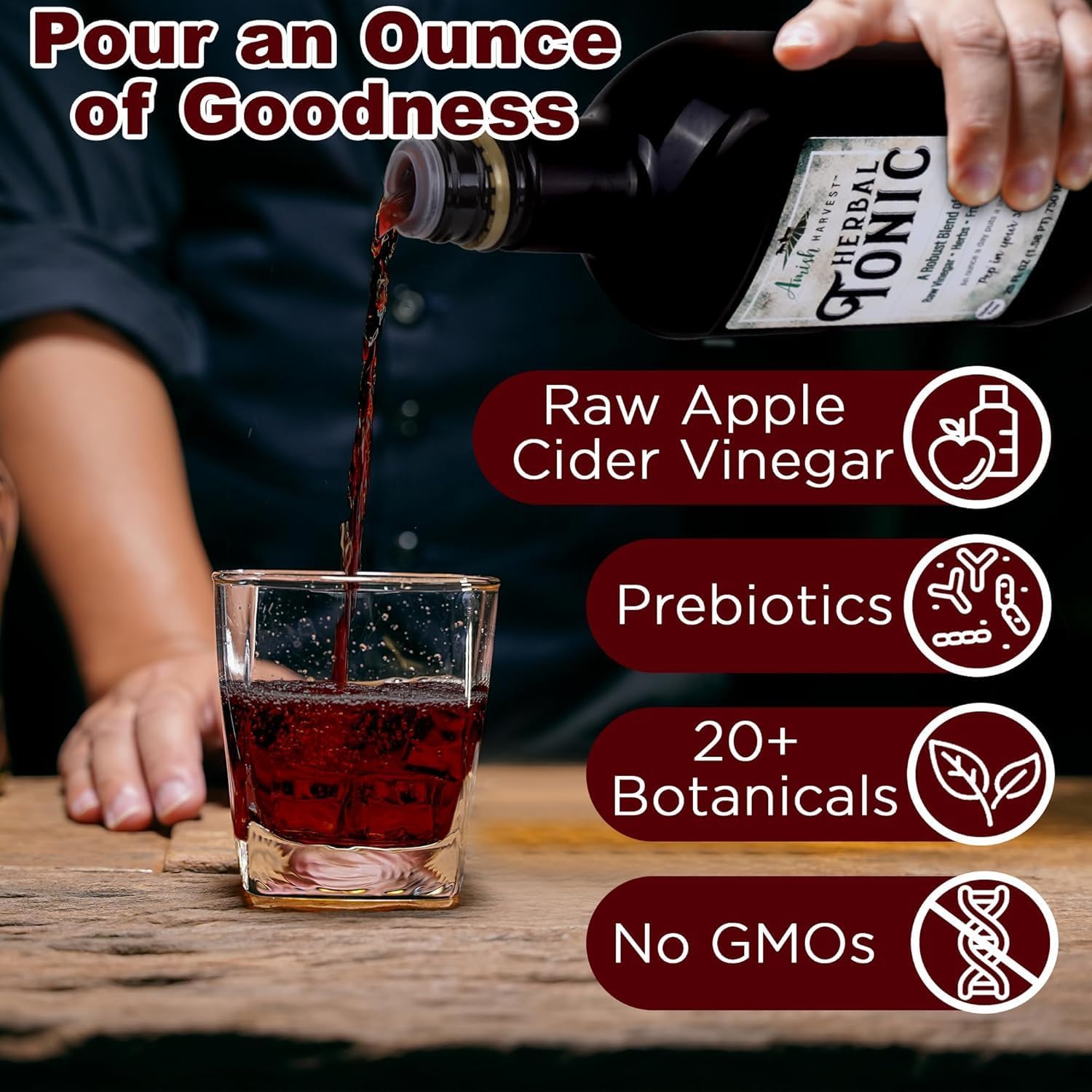 Sipping Apple Cider Vinegar Tonic – 2-Pack of Amish Harvest Elixir with 25 Herbs & Juices like Wildcrafted Apple Cider Vinegar with Mother & Elderberry – Can Aid Immune & Digestive Health 25 Oz.