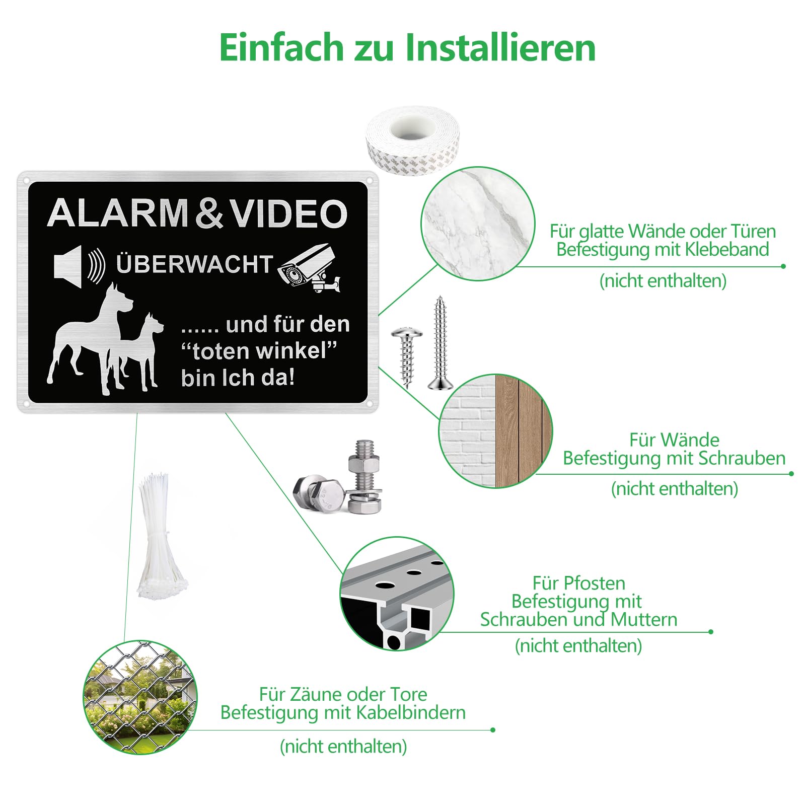 2 Piece Video Surveillance Sign Set Aluminium Private Property Video Surveillance Signs Warning Dog Signs for Home Outdoor - Image 3