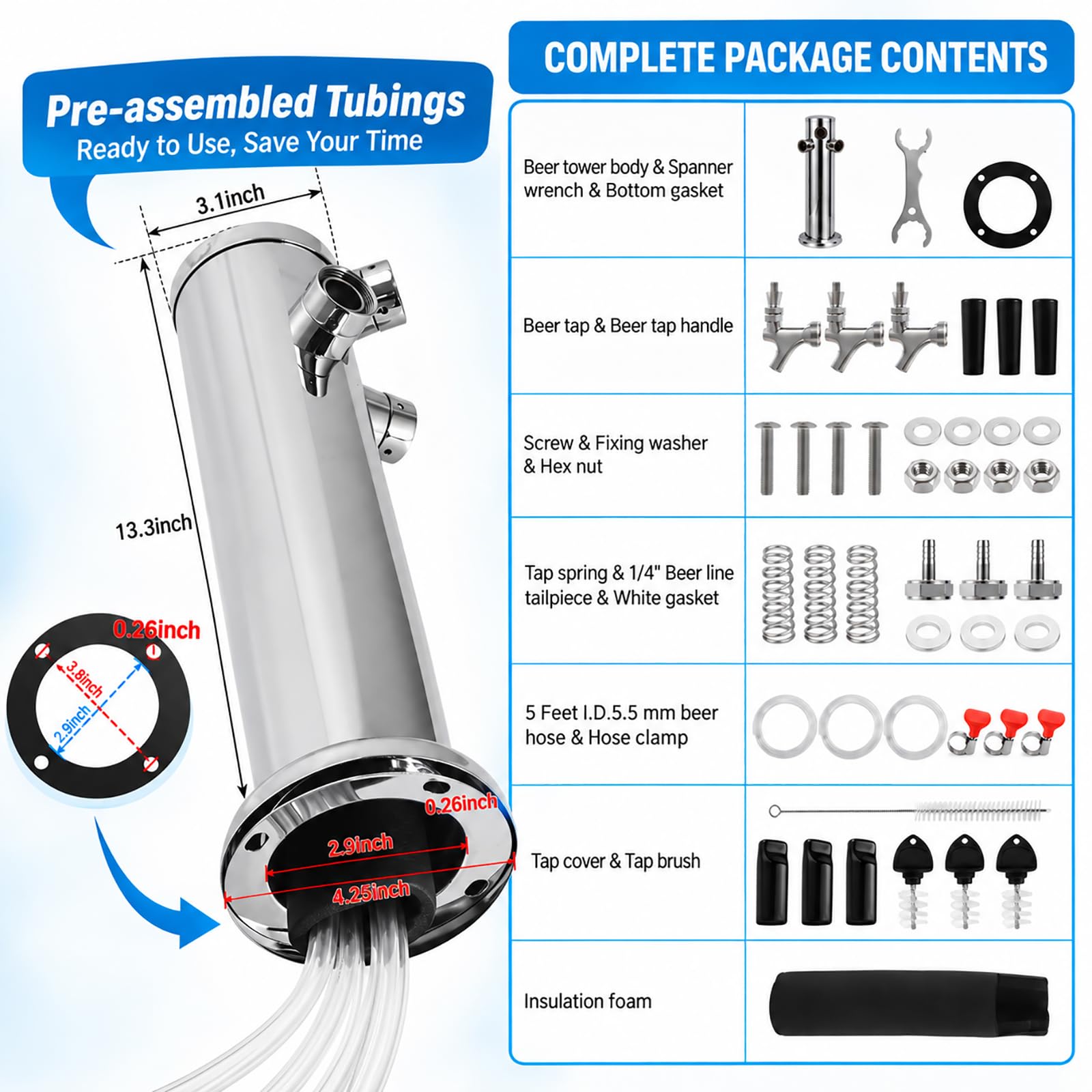Amazon.co.jp: Kegerator Tower スタンダード 3タップビールタワー