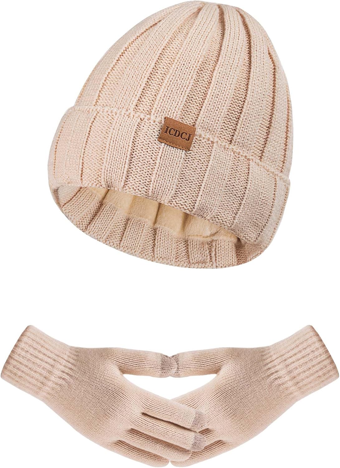 Womens Winter Beanie Warm Hat Touchscreen Gloves Set with Fleece Lined Skull Caps Gifts for Women Men