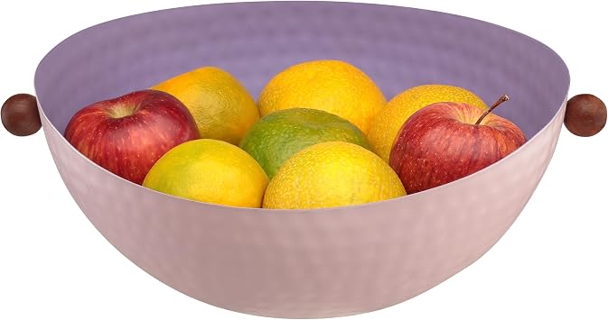 Folkulture Fruit Bowl for Kitchen Counter, 10" Countertop Fruit Bowl, Modern Metal Fruit Basket For Coffee Table Decor, Decorative Table Centerpiece, Hammered Metal Bowl Very Peri