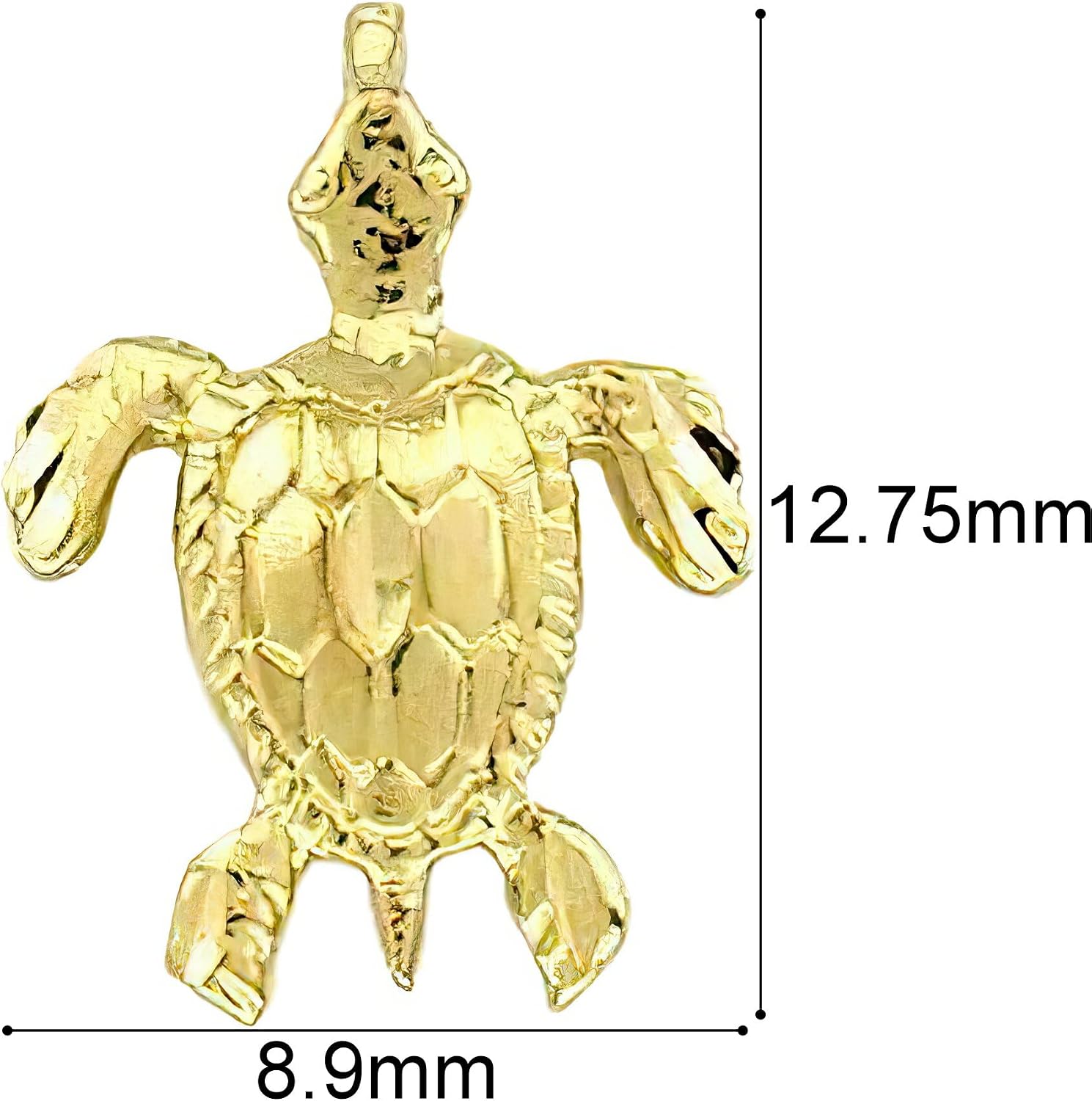14K Gold Sea Turtle Charm Nautical Ocean Jewelry 13mm
