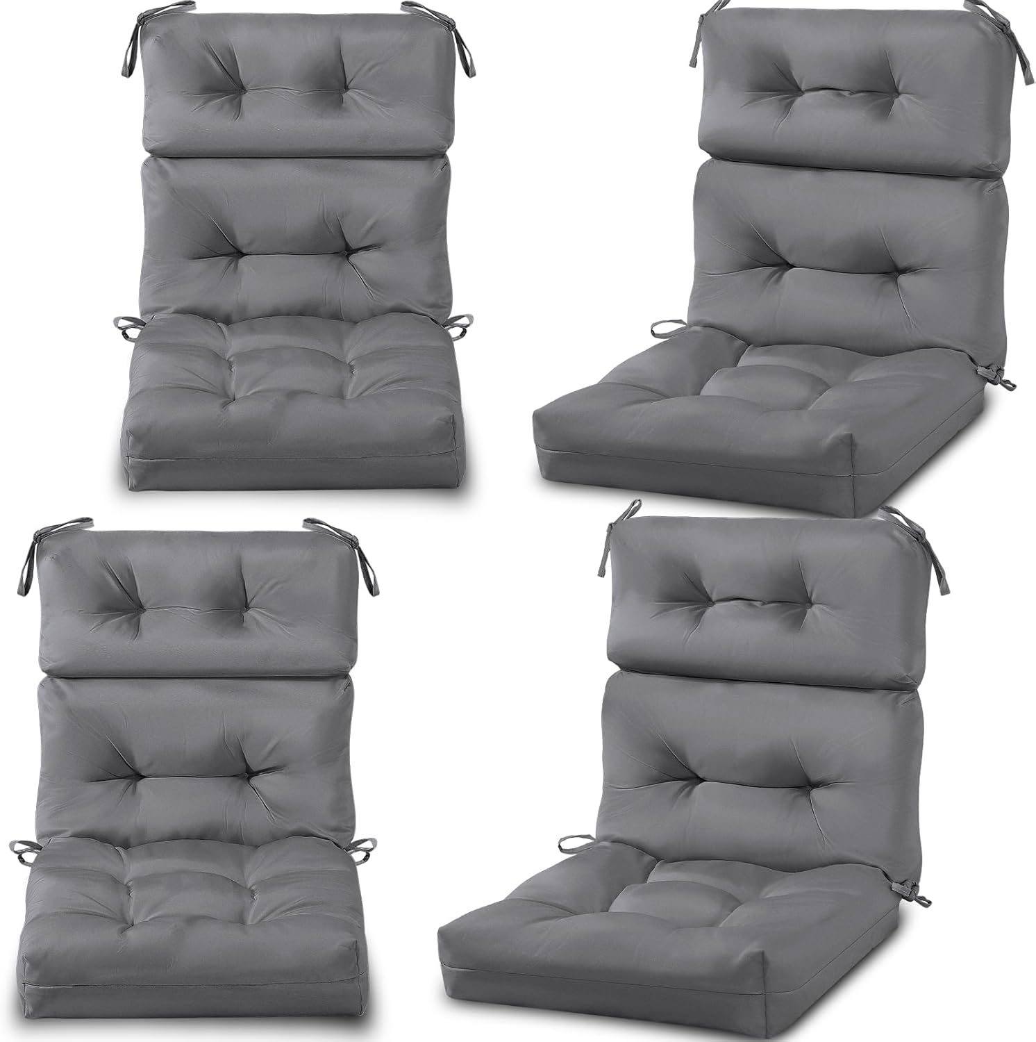 Geelin High Back Patio Chair Cushion Indoor Outdoor Seat Chair Cushions Back Tufted Patio Rocking Pads Weather Replacement for Furniture(Green,4 Pcs)