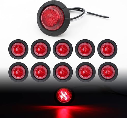 Miniatura 11 de TMH Luces indicadoras de marcador lateral ámbar de 1-1/4 pulgadas, redondas, 6 luces LED de bala transparente para camión, autobús, caravana