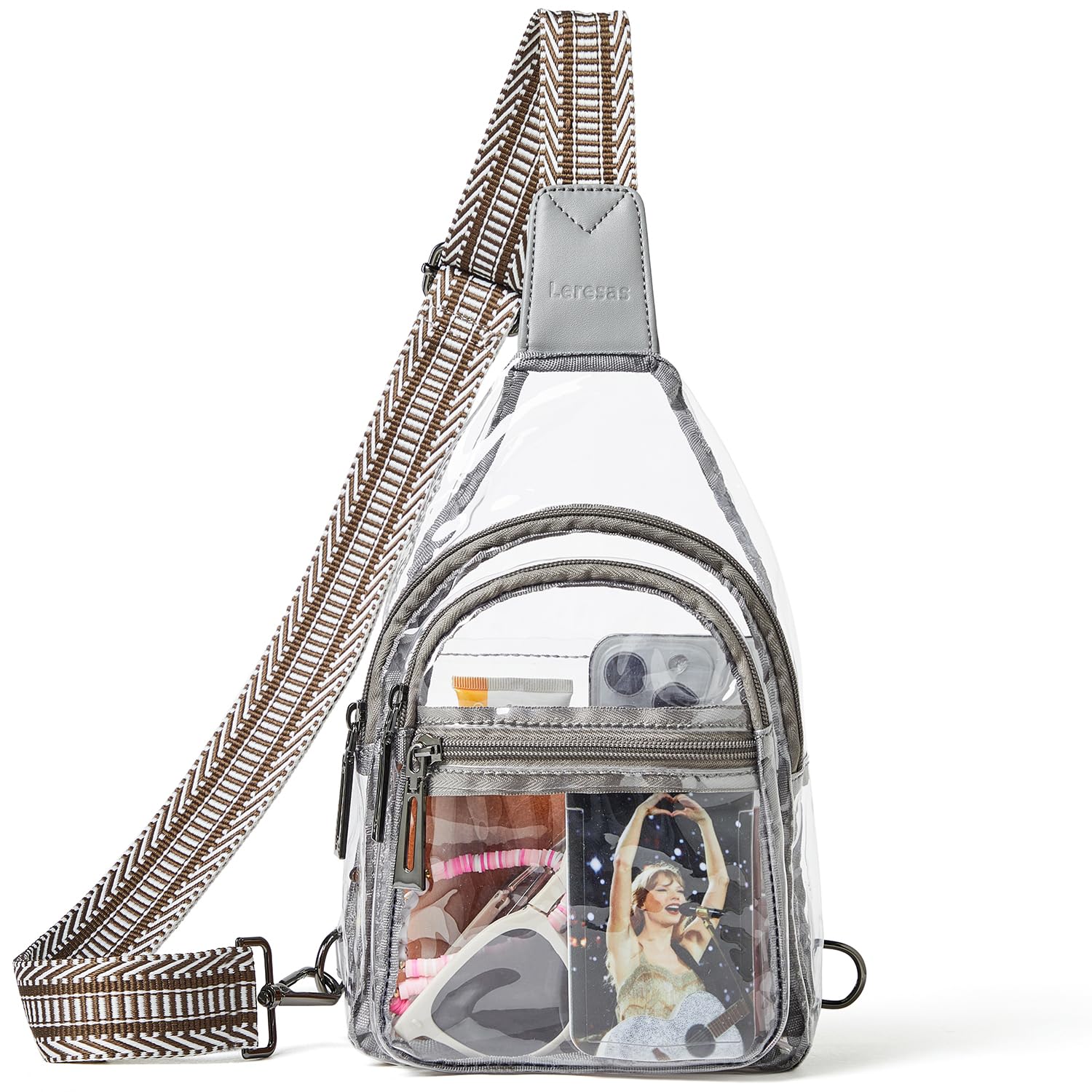 Leresas Clear Sling Bag - Stadium Approved Purse Backpack Crossbody Fanny Pack for Women & Men - Concert Events