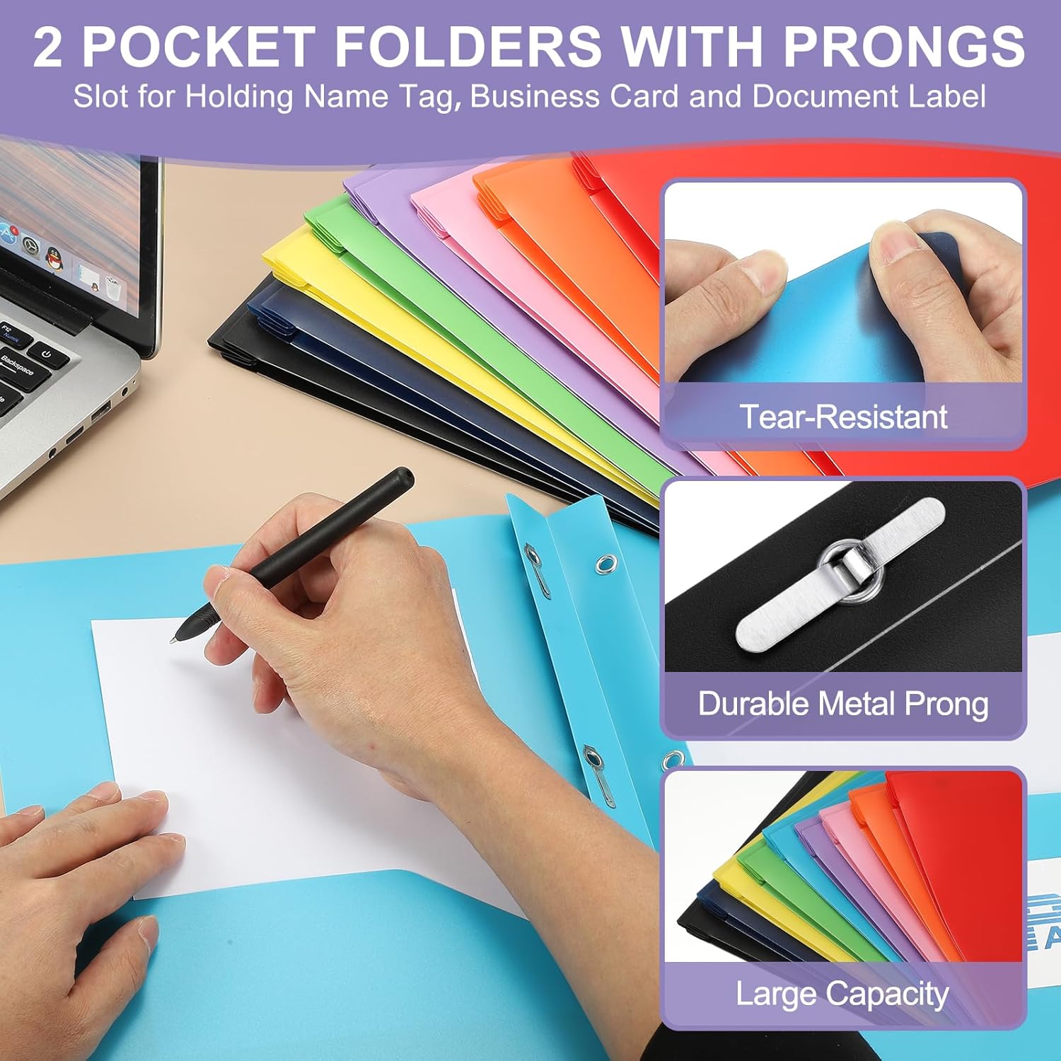 PATIKIL プラスチック製のポケットフォルダー（60枚入り）は、レジュメ、書類、ファイル、手紙などのレターサイズの用紙に適した3