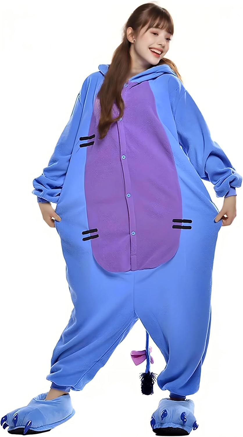 Unisex Adult Animal Halloween Costume Onesie Eeyore Pajamas Blue - Image 4
