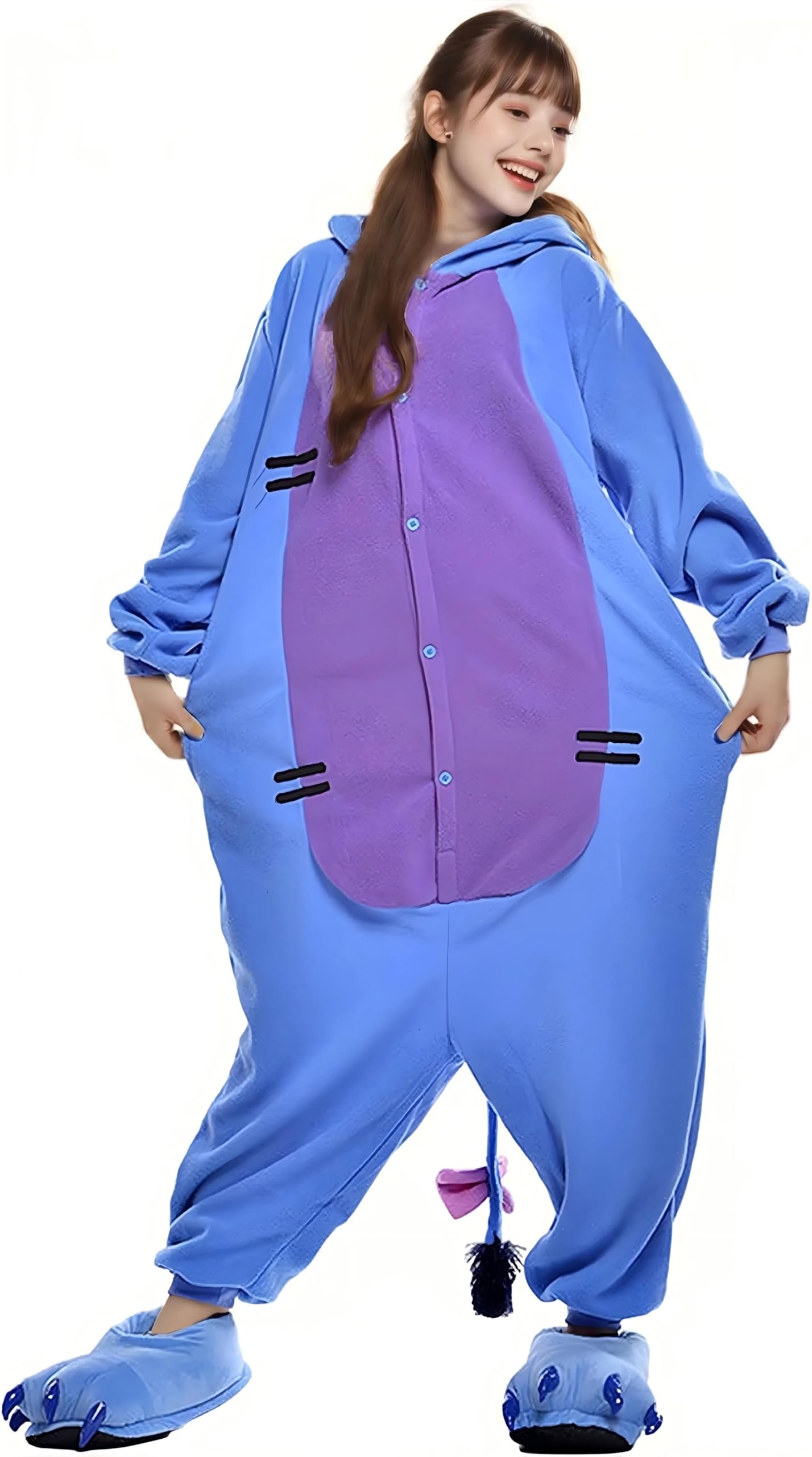 Disfraz de animal unisex para adultos, disfraz de Halloween, pijama Eeyore color azul
