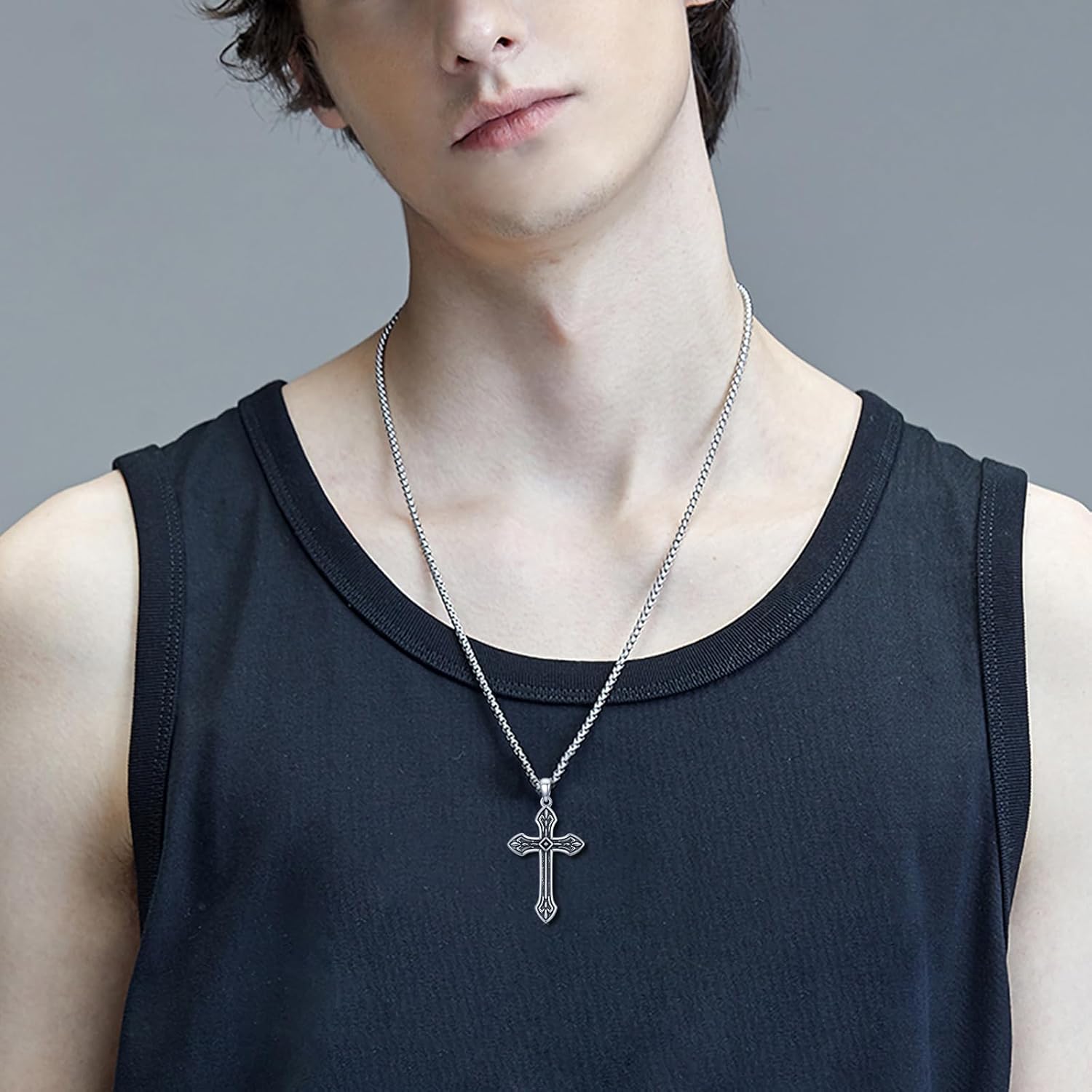 Vintage Celtic Cross Necklace for Men/Women,925 Sterling Silver Irish Knot Serenity Prayer Pendant Crucifix Mens Jewelry with Stainless Steel Box Chain - Image 2